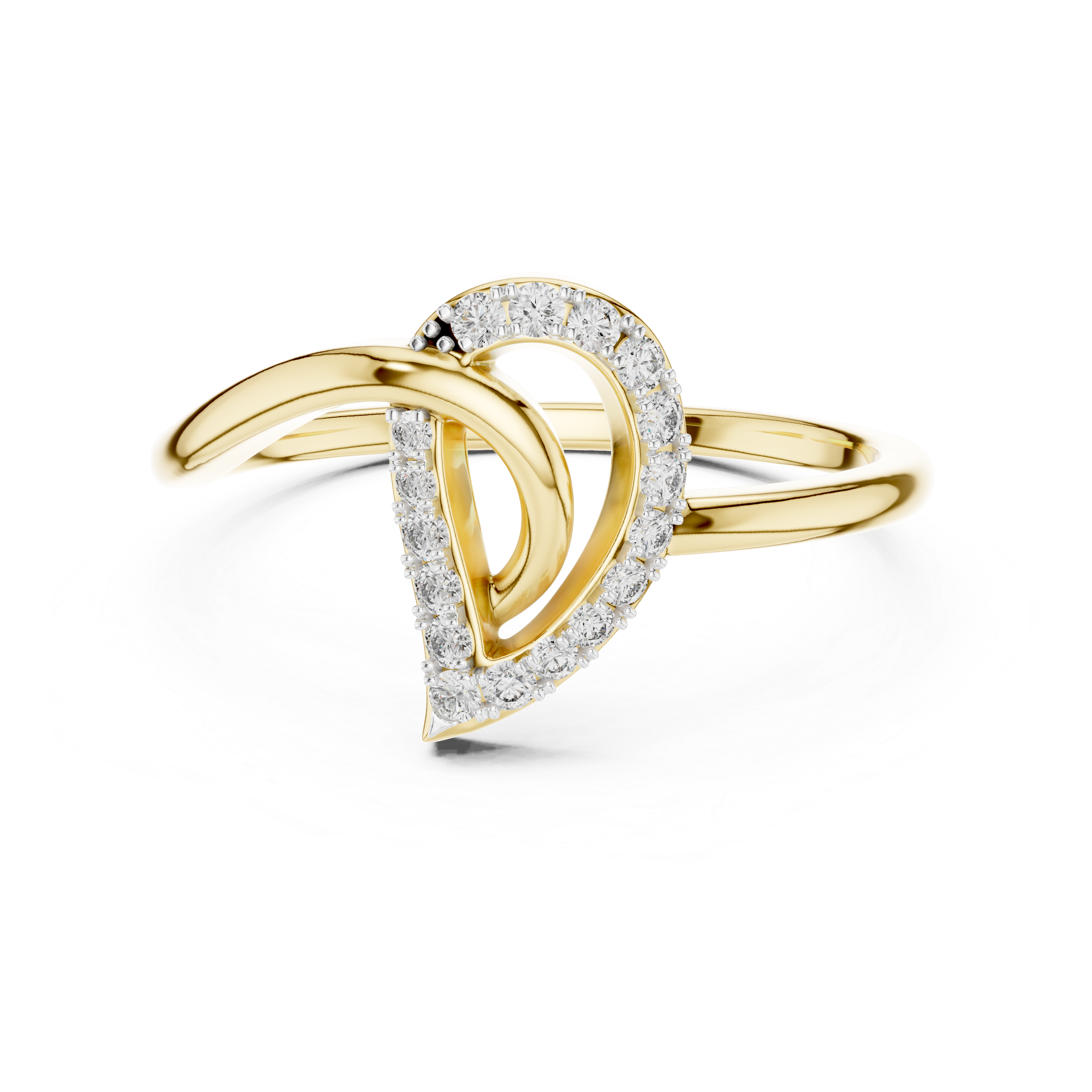 Open Heart Pavé Diamond Twist Ring