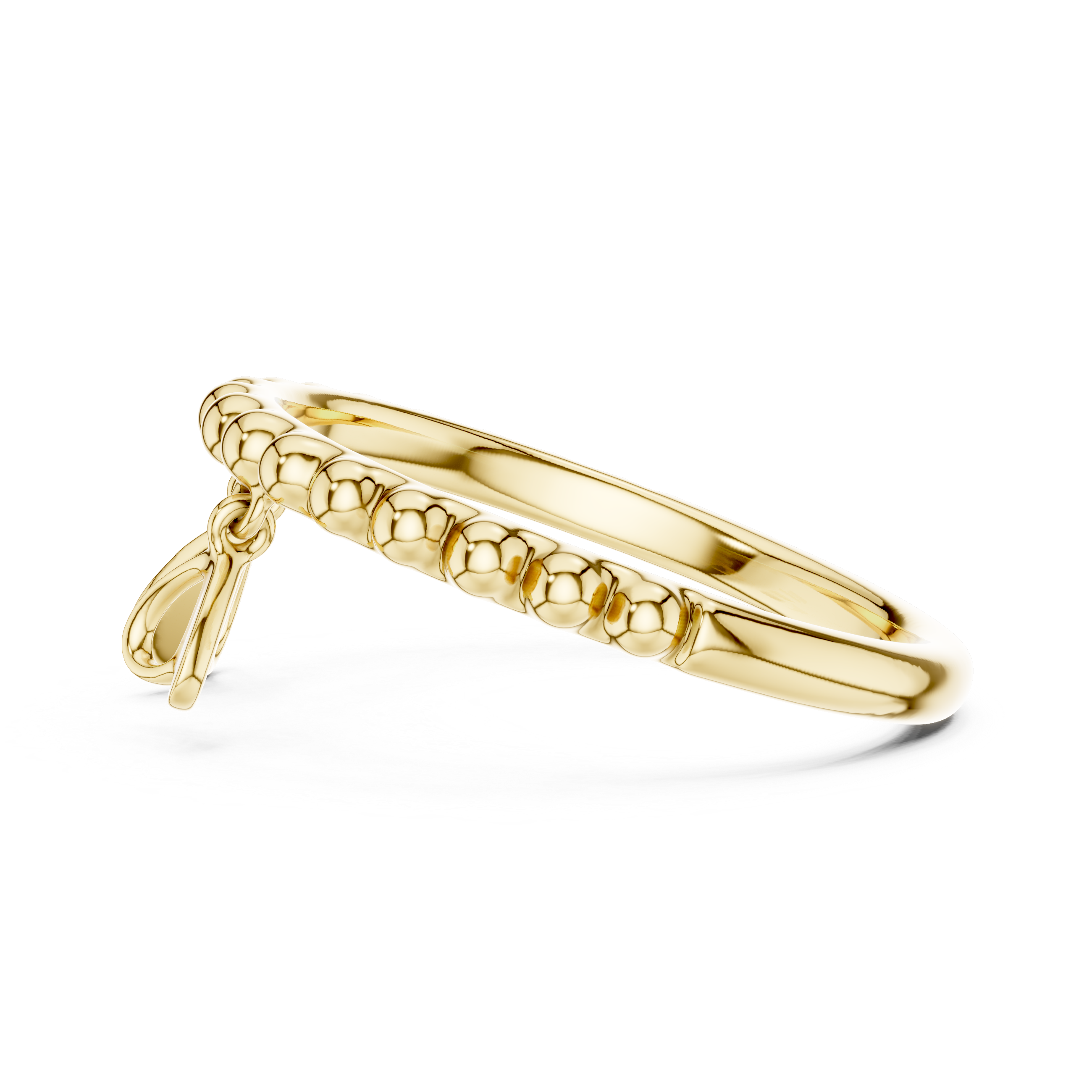 Beaded Band Double Heart Dangle Ring