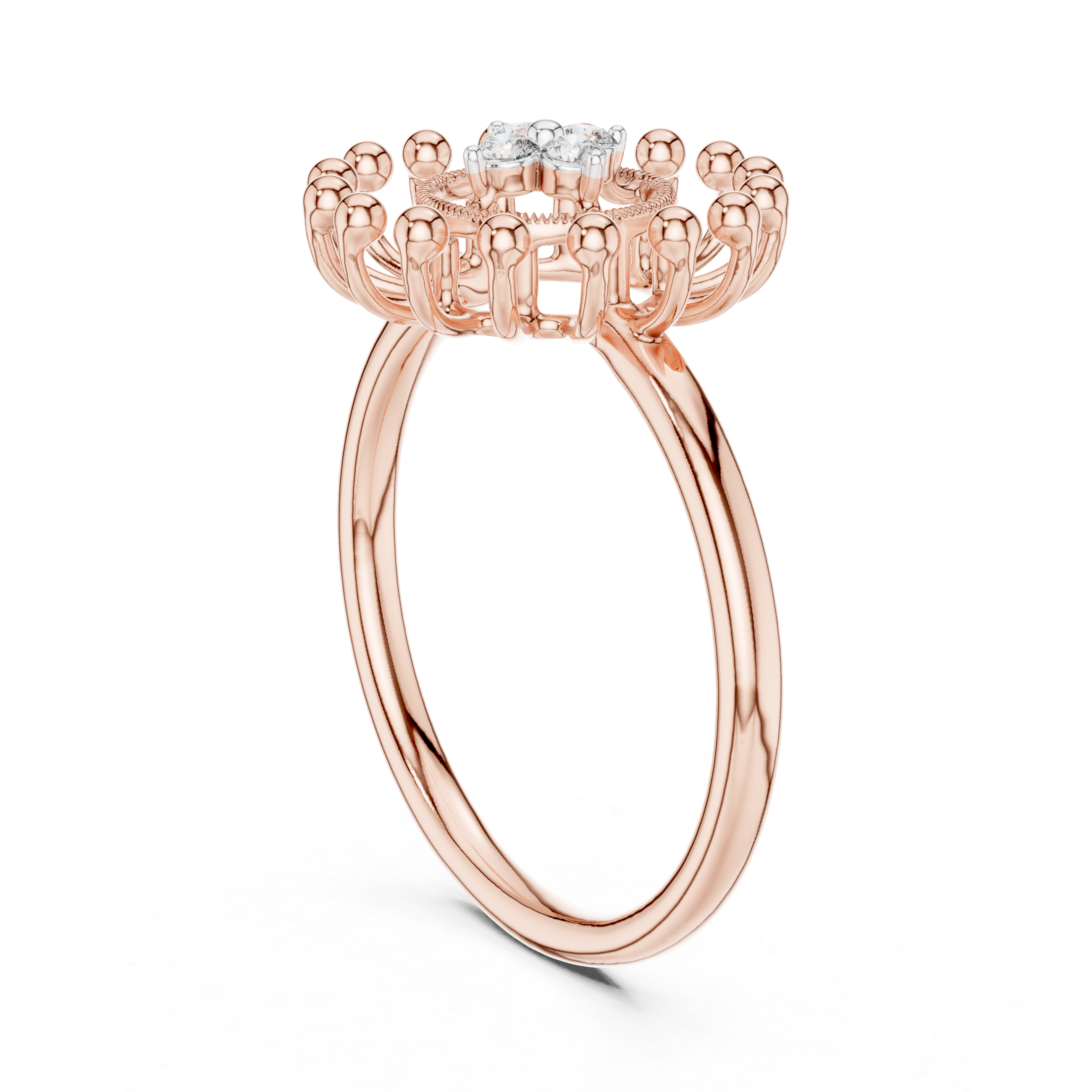 Sunburst Diamond Halo Ring