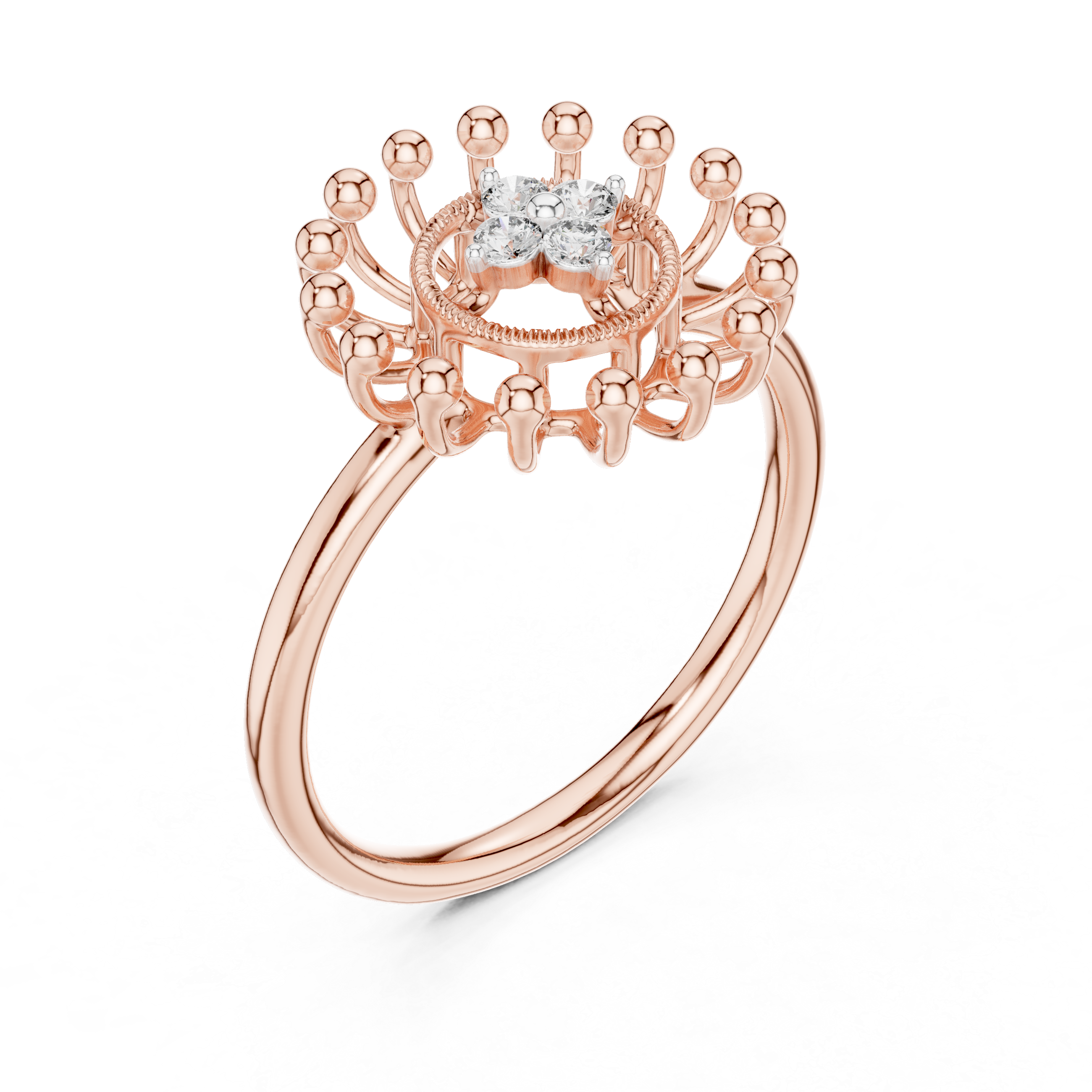 Sunburst Diamond Halo Ring