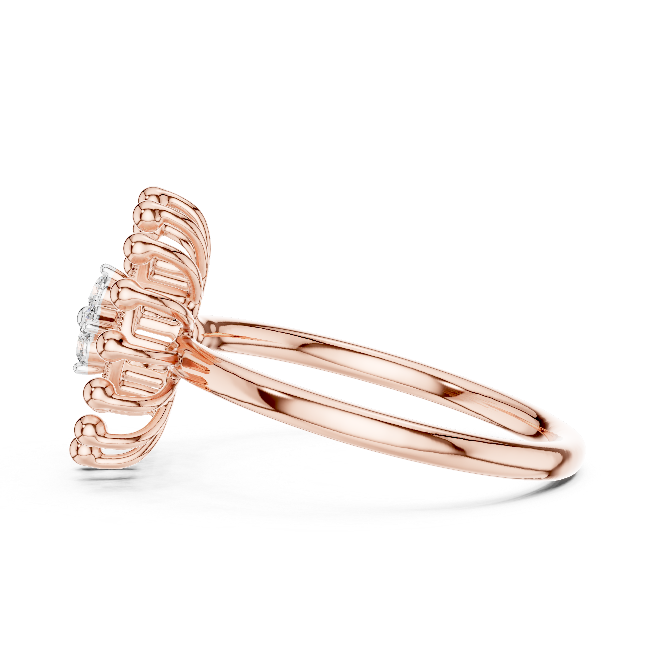Sunburst Diamond Halo Ring