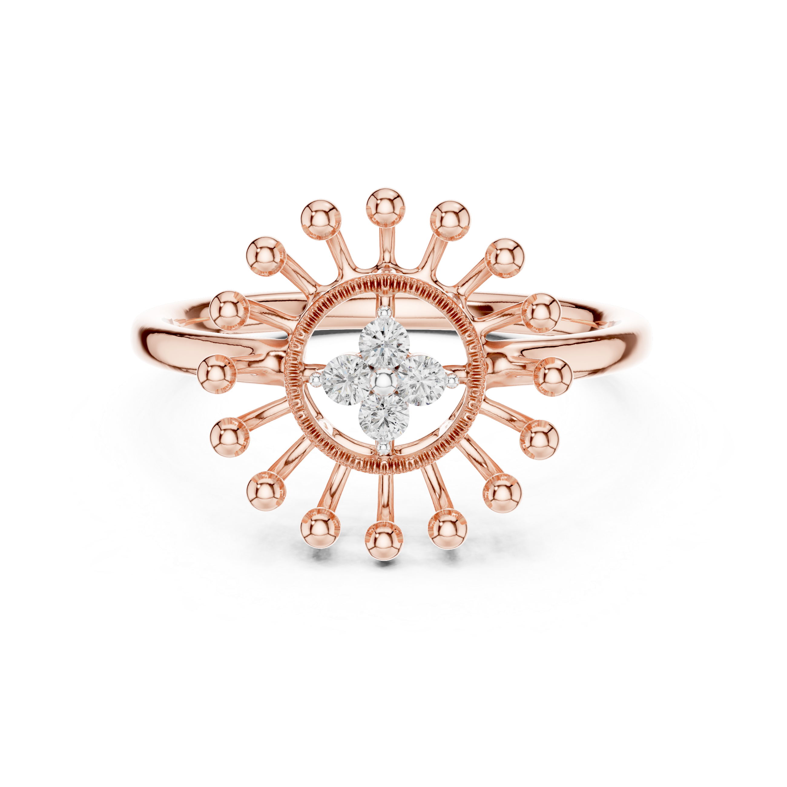 Sunburst Diamond Halo Ring