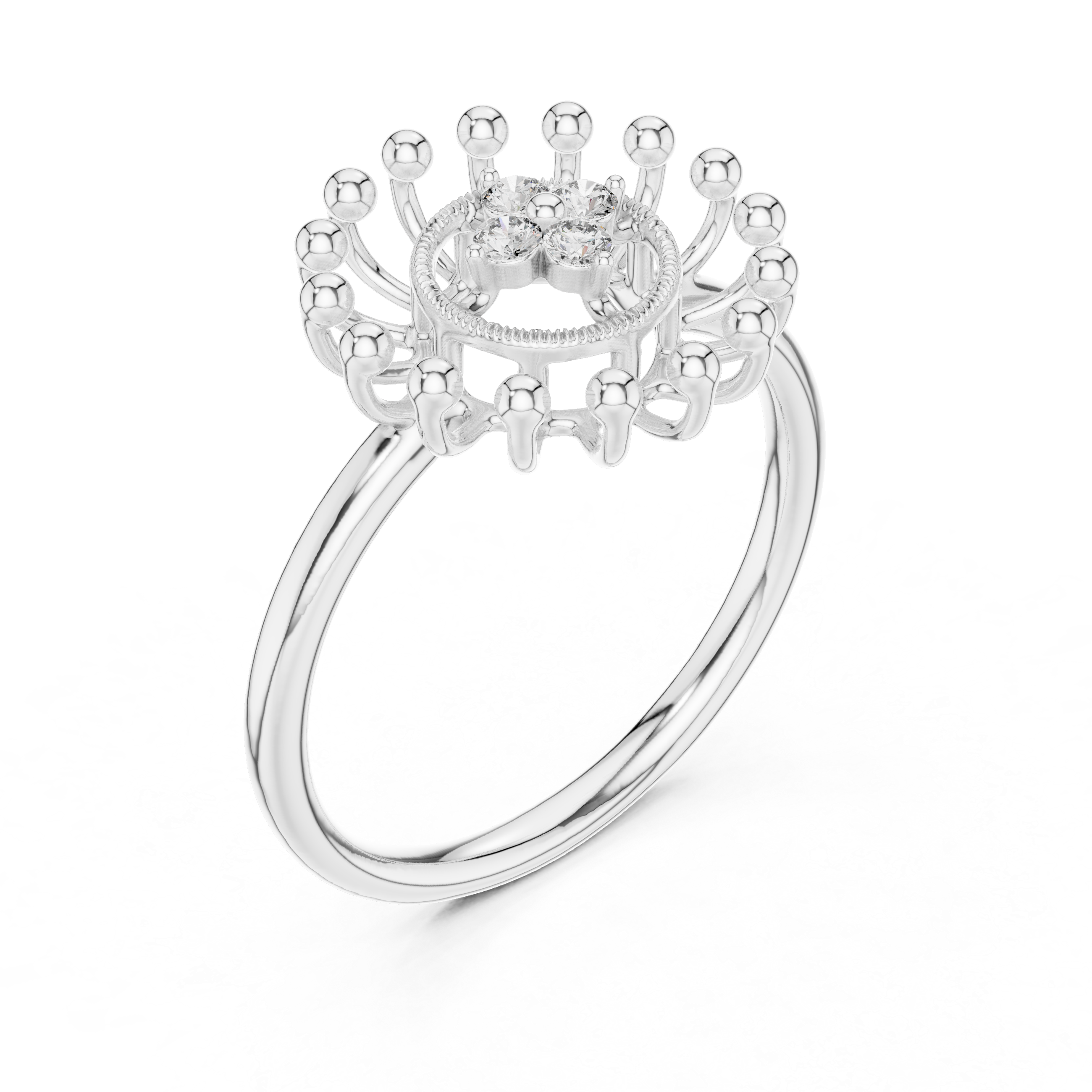 Sunburst Diamond Halo Ring
