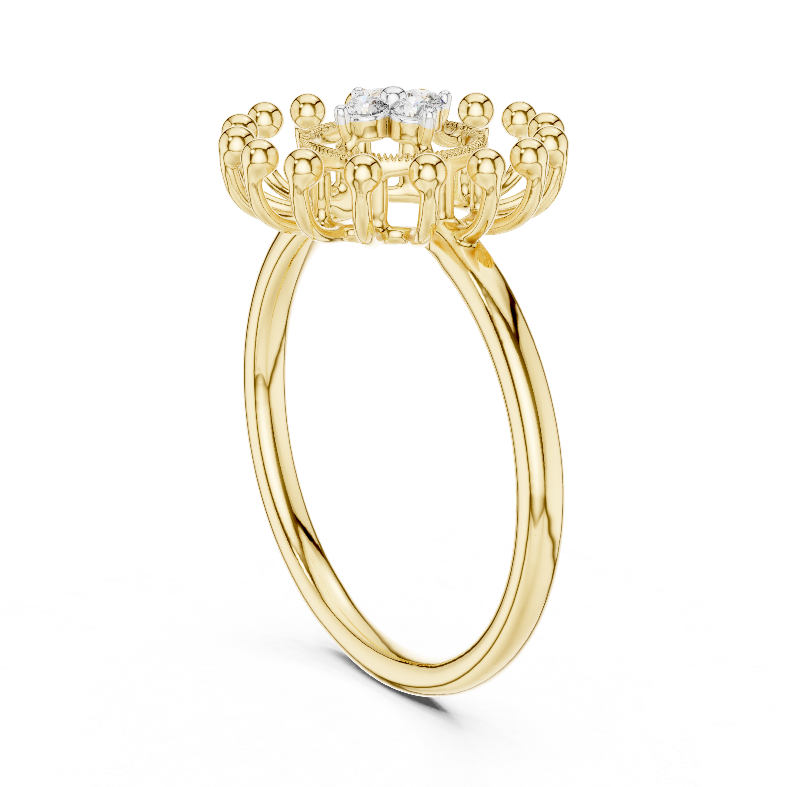 Sunburst Diamond Halo Ring
