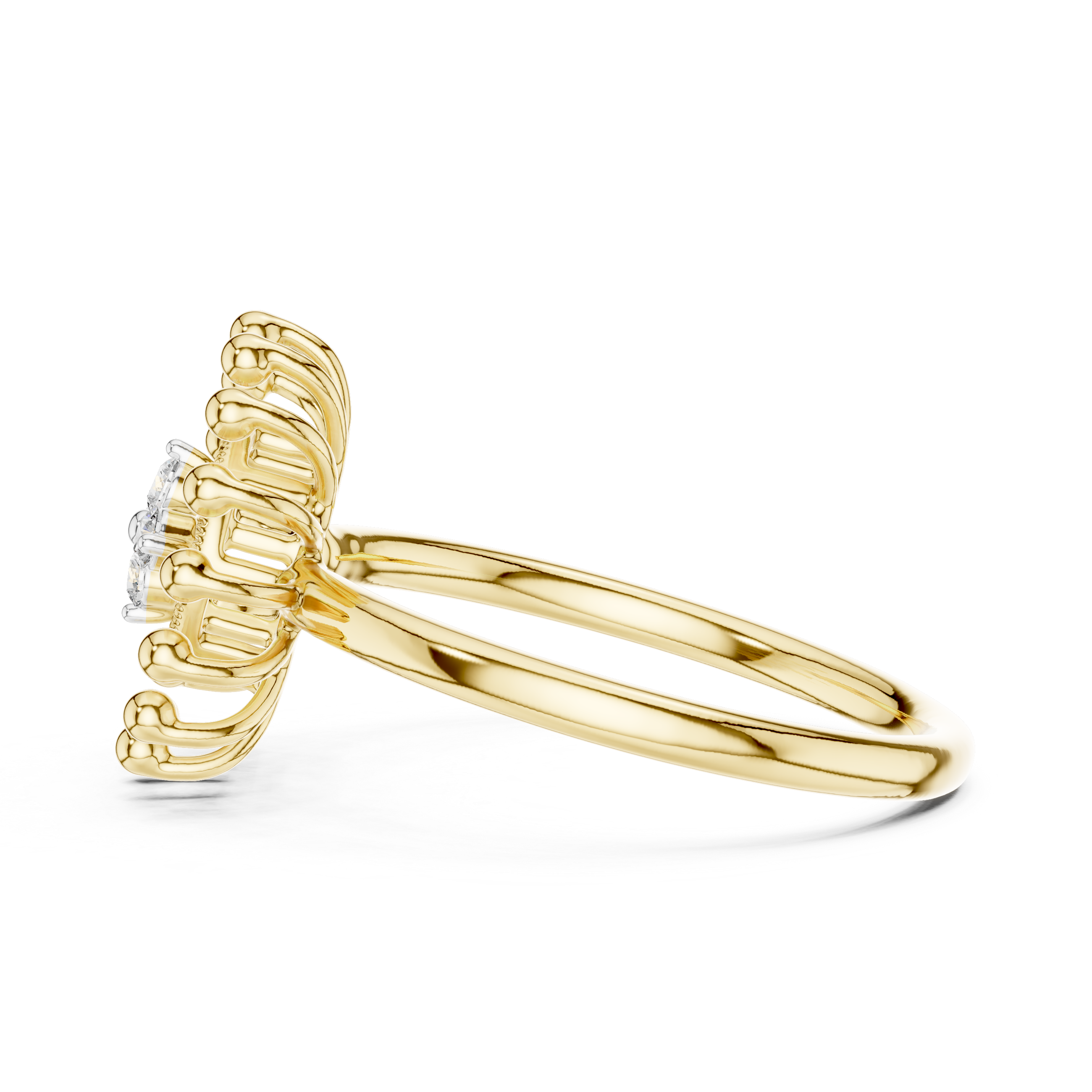 Sunburst Diamond Halo Ring