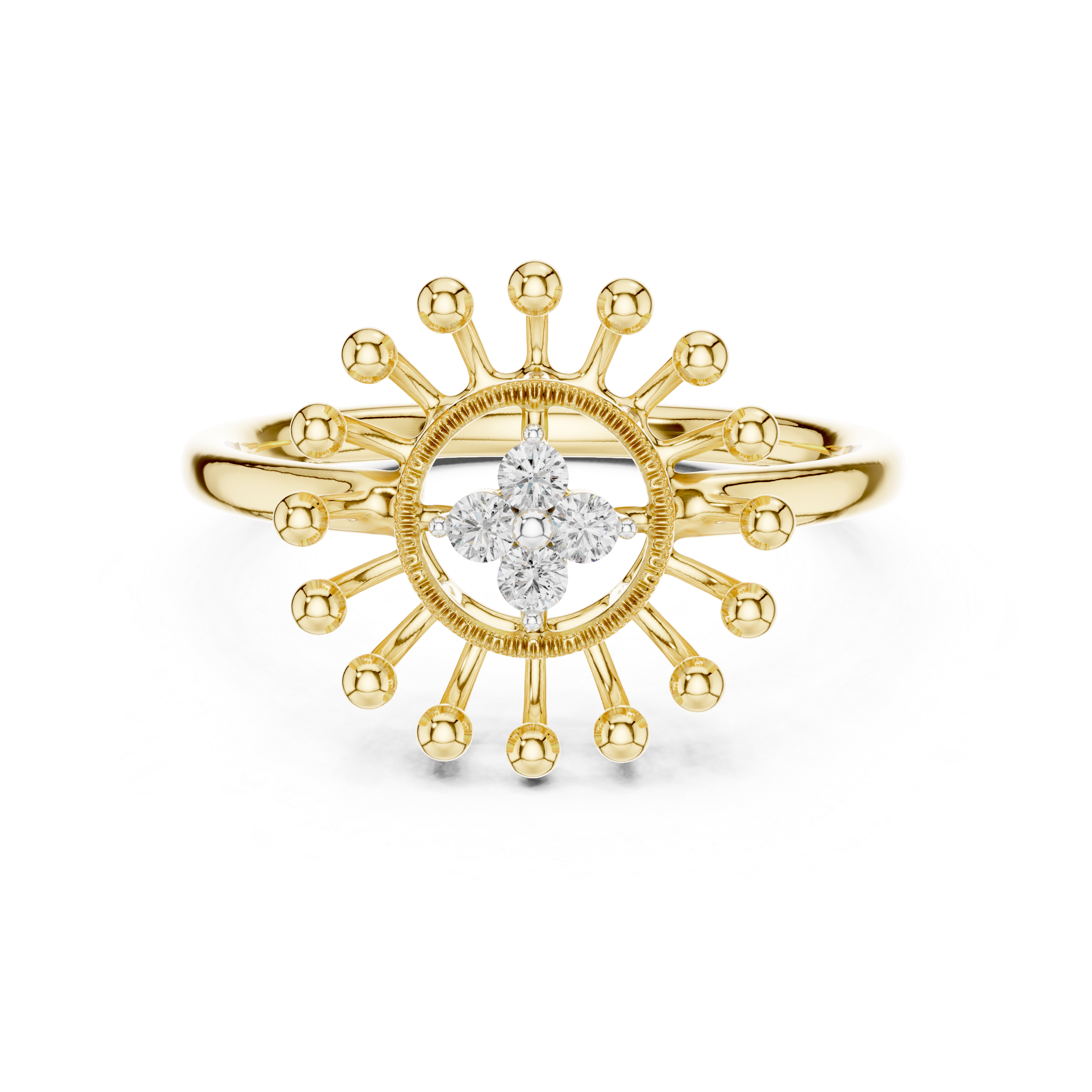 Sunburst Diamond Halo Ring