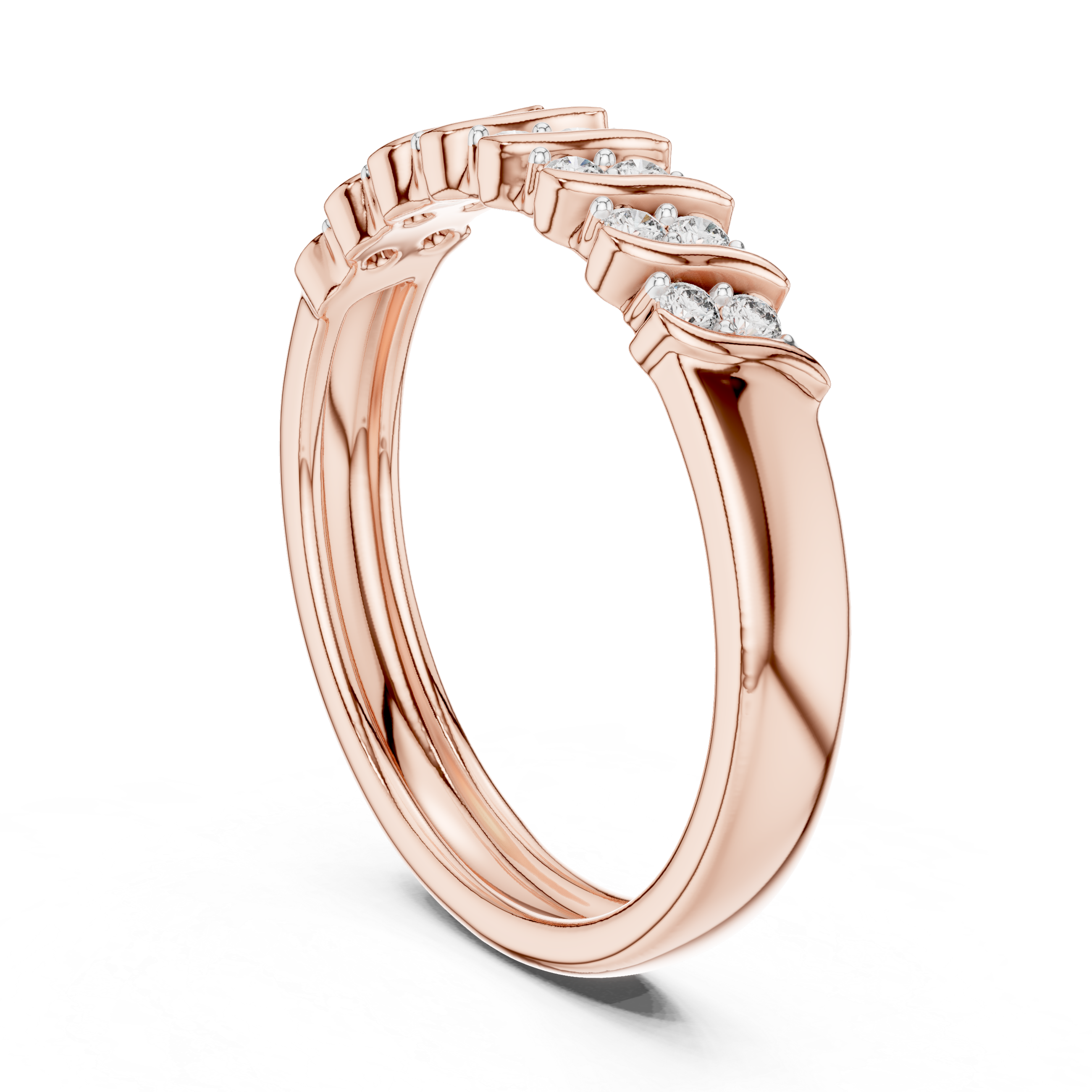 Diamond Wave Pattern Band Ring