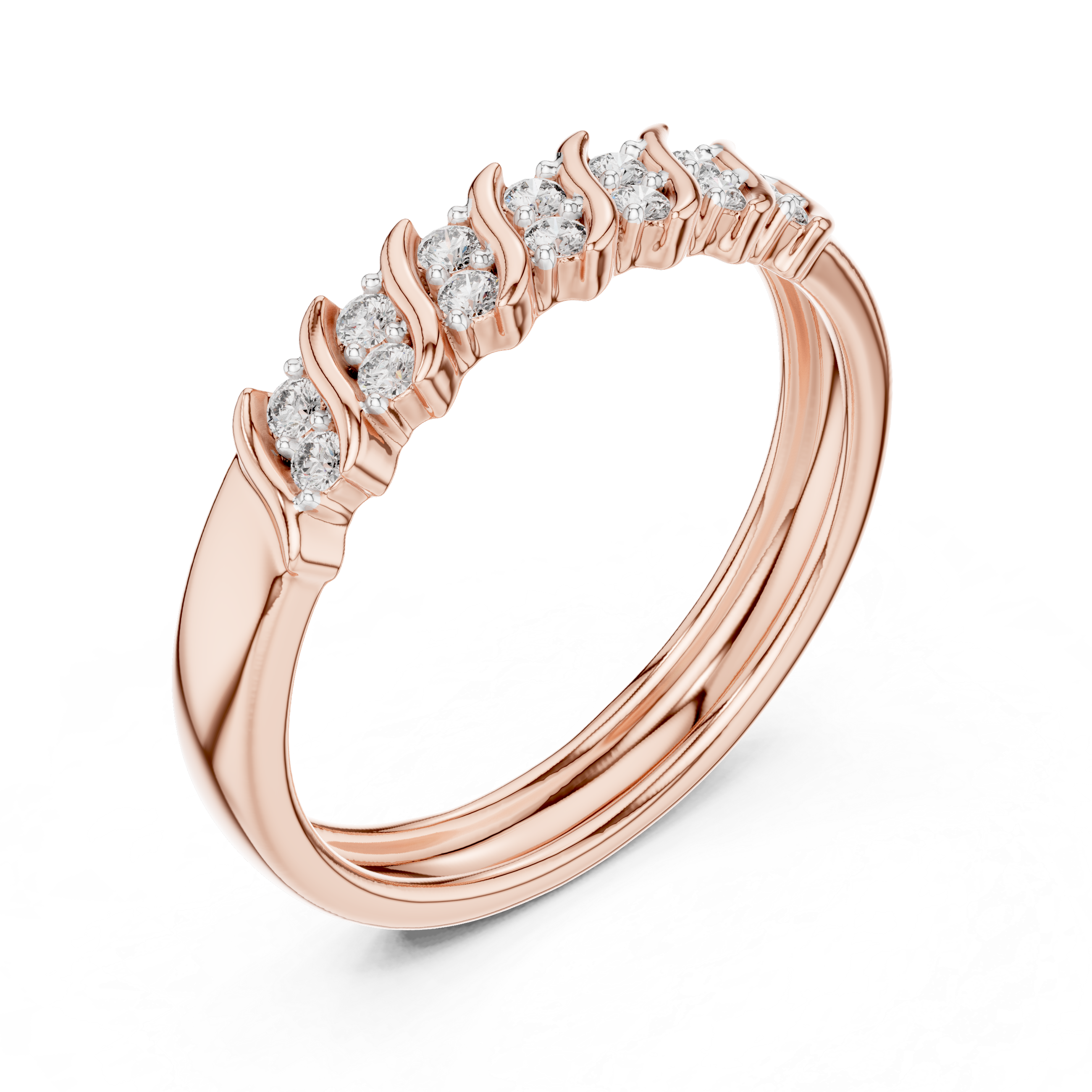 Diamond Wave Pattern Band Ring