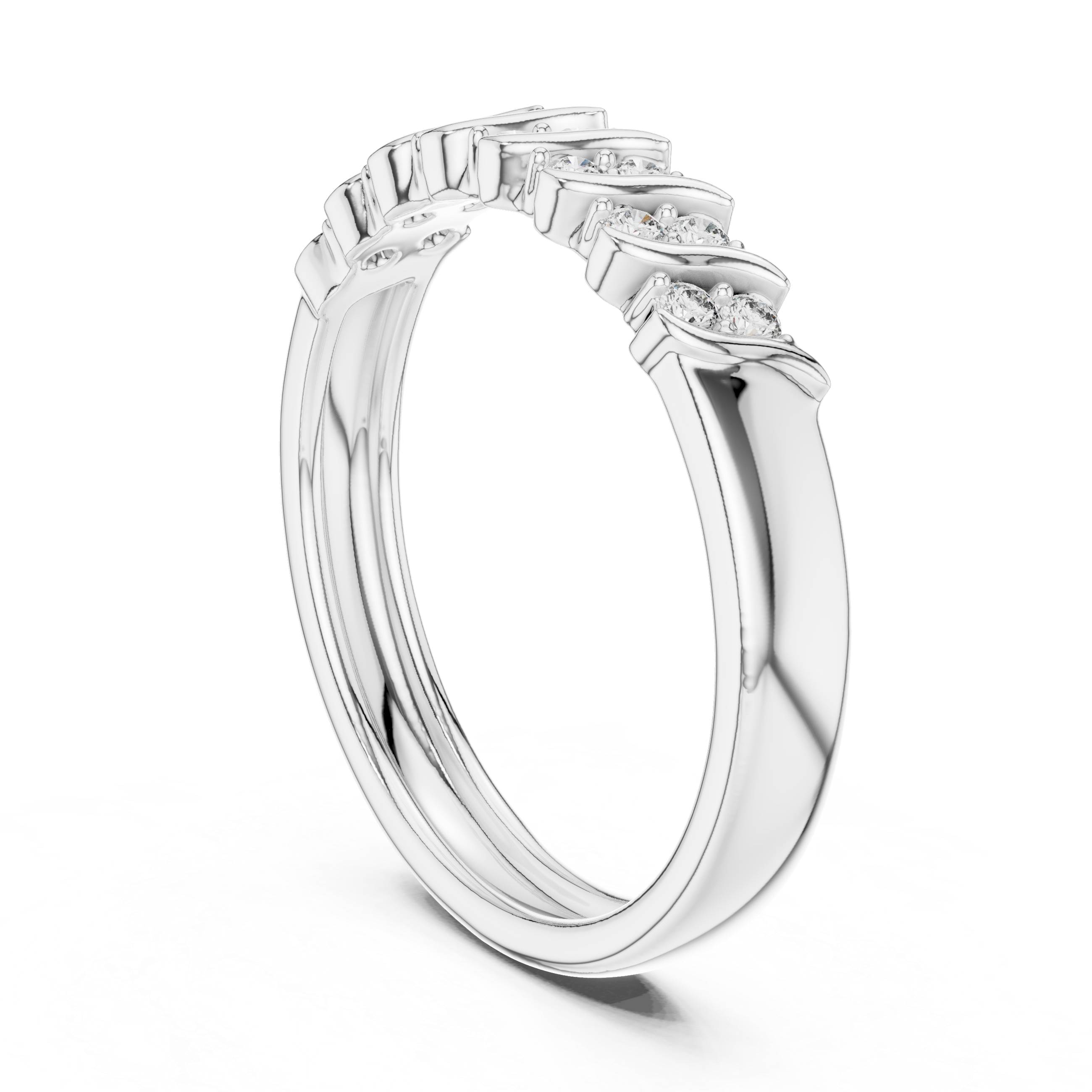 Diamond Wave Pattern Band Ring