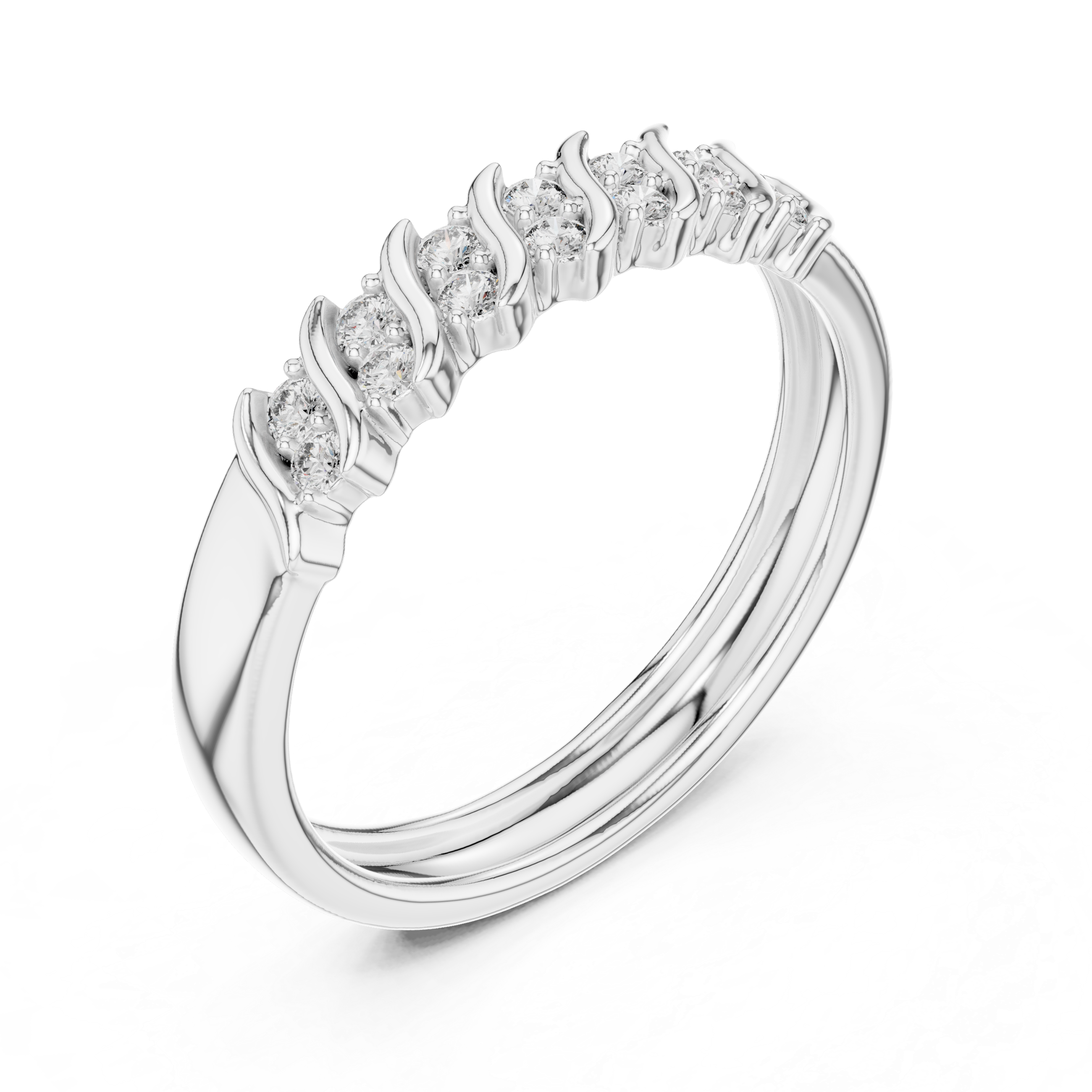 Diamond Wave Pattern Band Ring