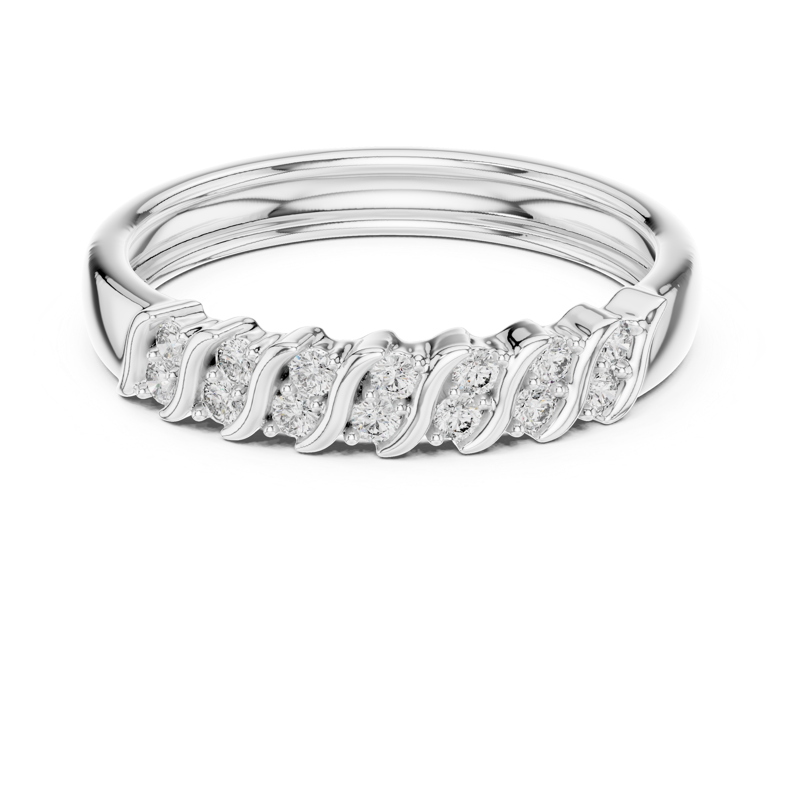 Diamond Wave Pattern Band Ring