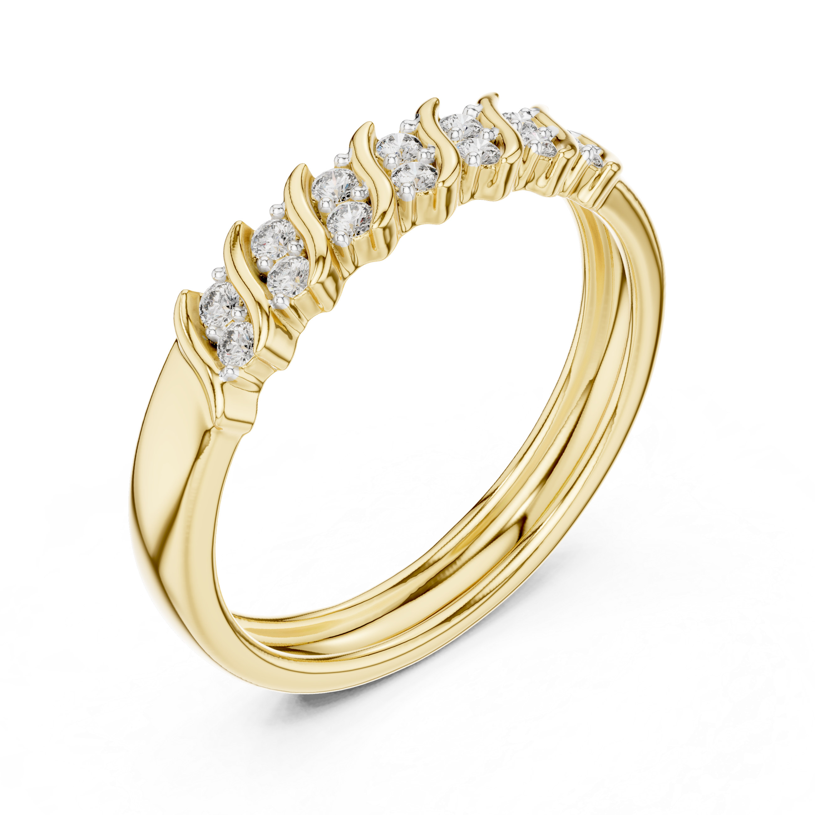 Diamond Wave Pattern Band Ring