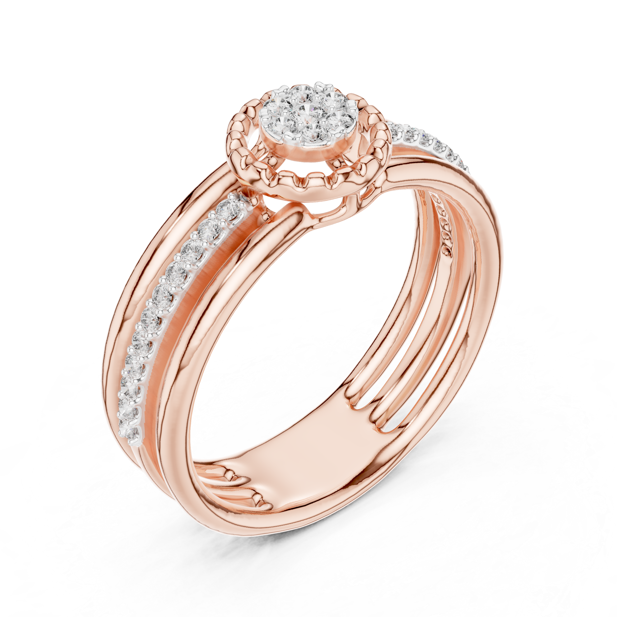 Diamond Halo Split Band Ring