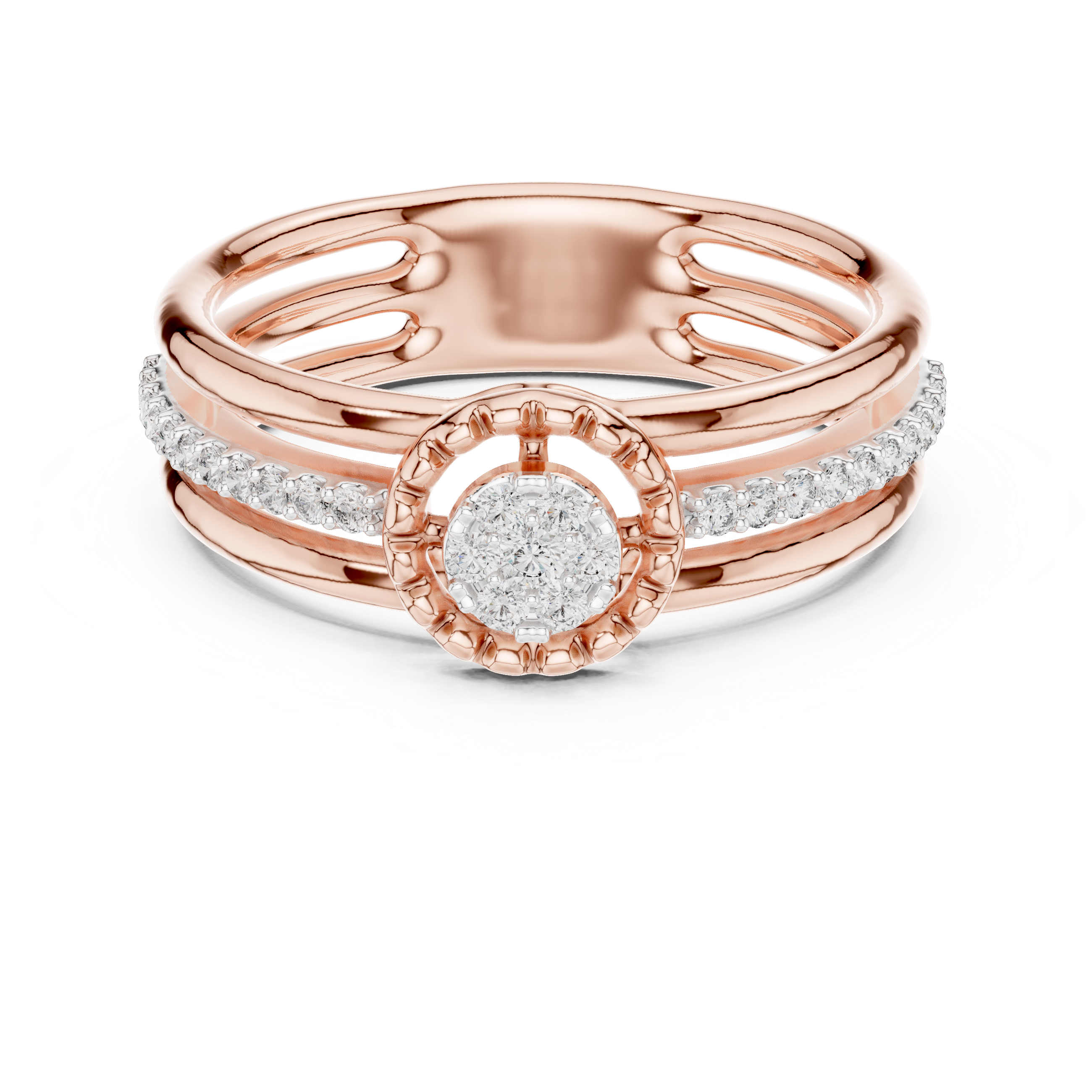 Diamond Halo Split Band Ring