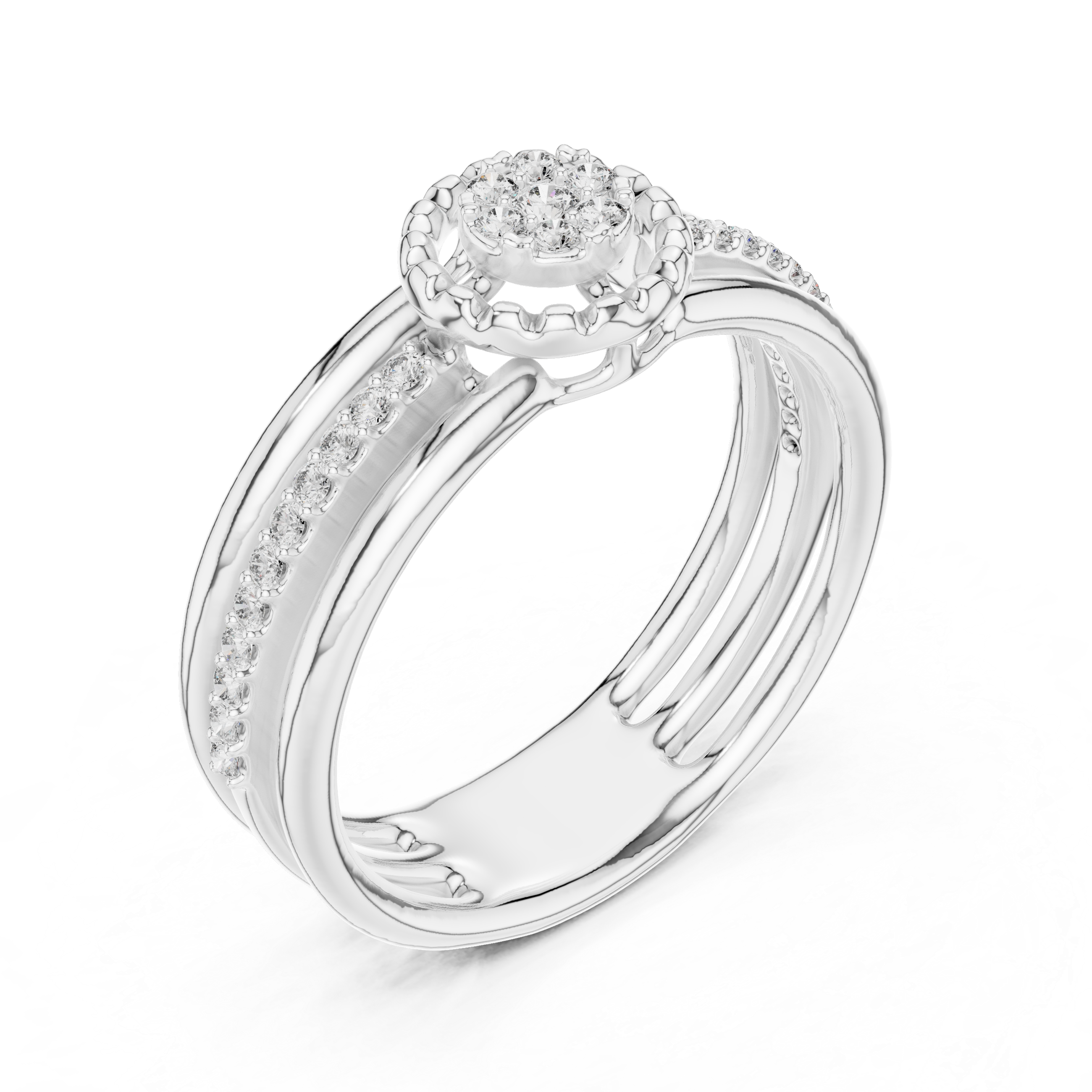 Diamond Halo Split Band Ring
