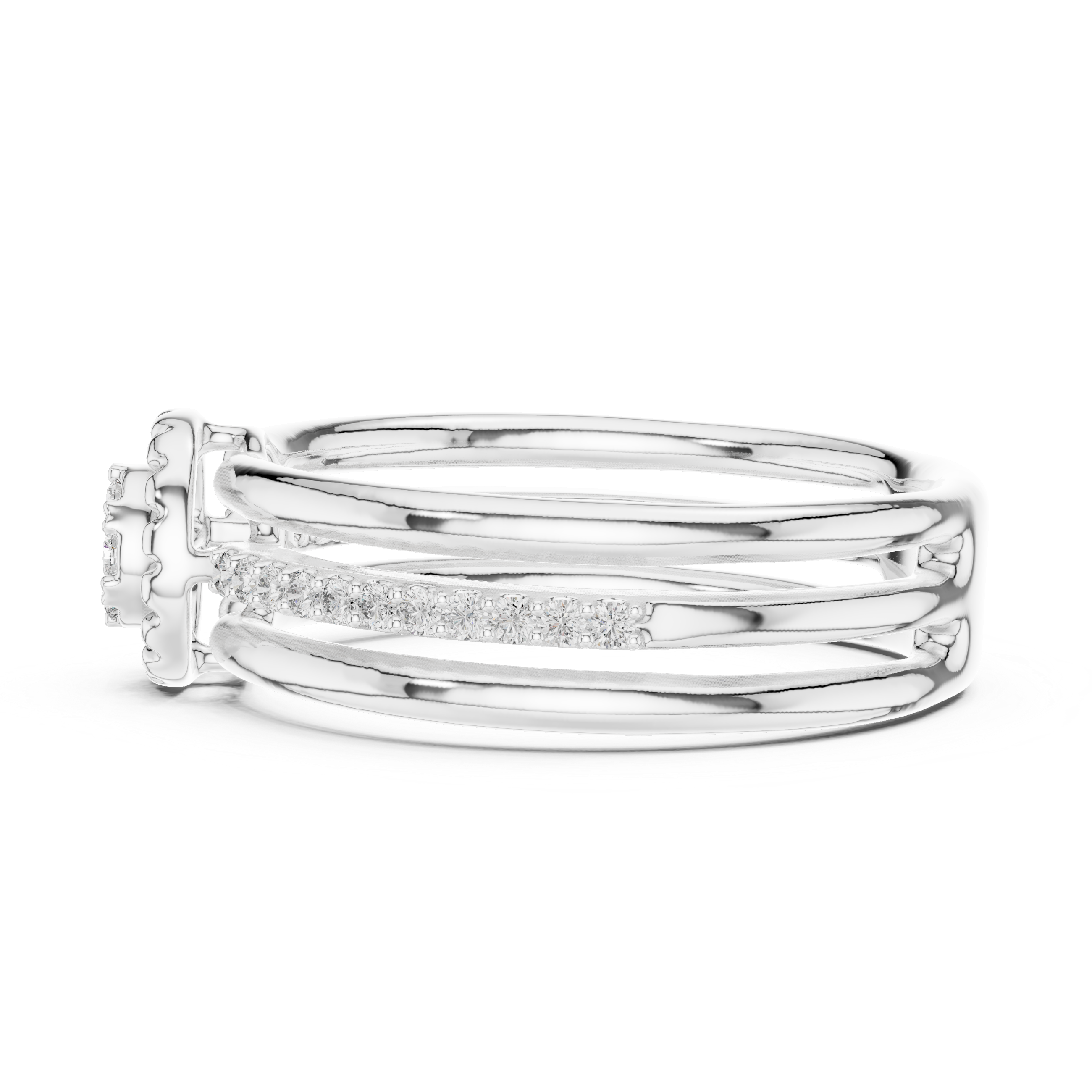 Diamond Halo Split Band Ring