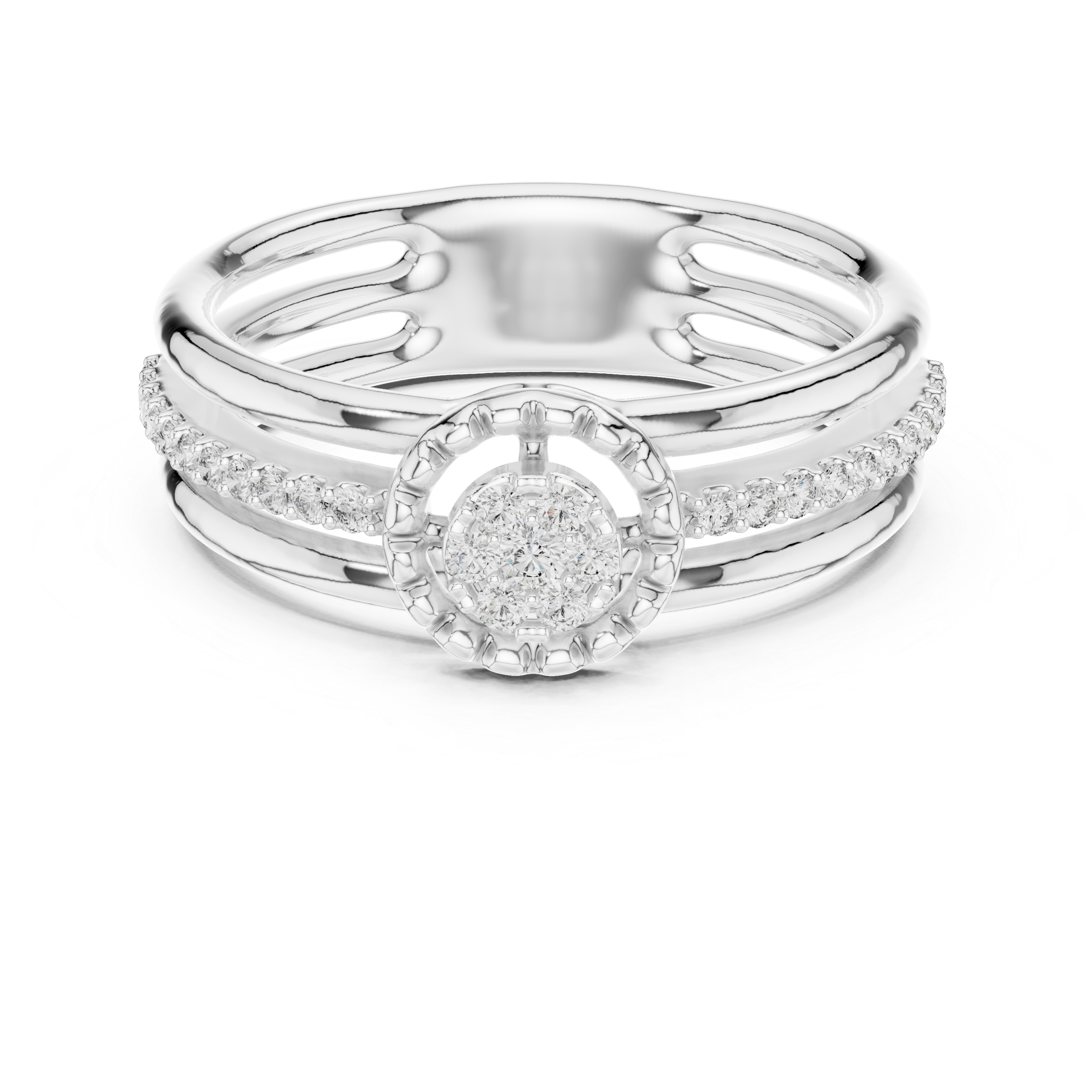 Diamond Halo Split Band Ring
