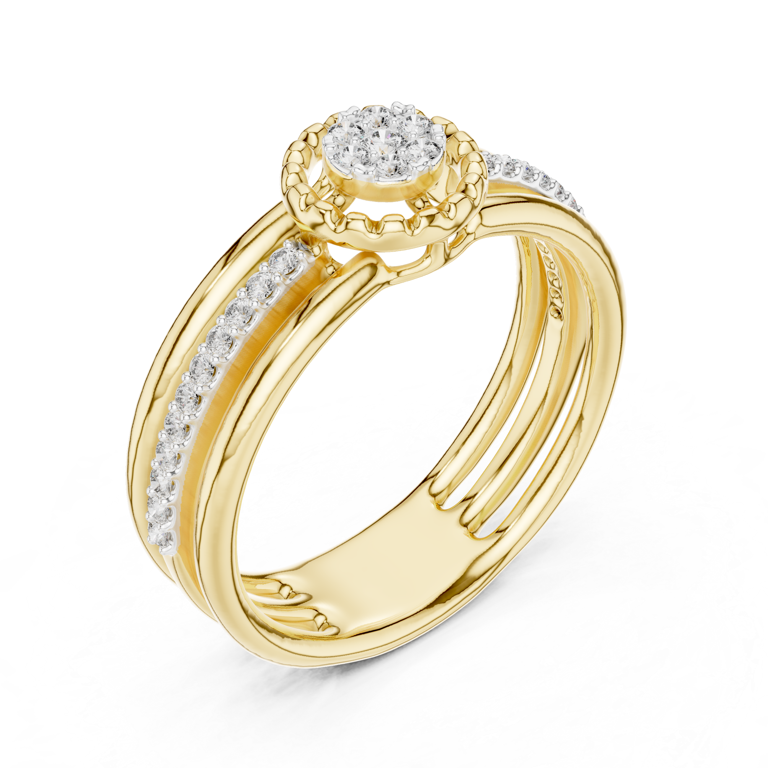 Diamond Halo Split Band Ring