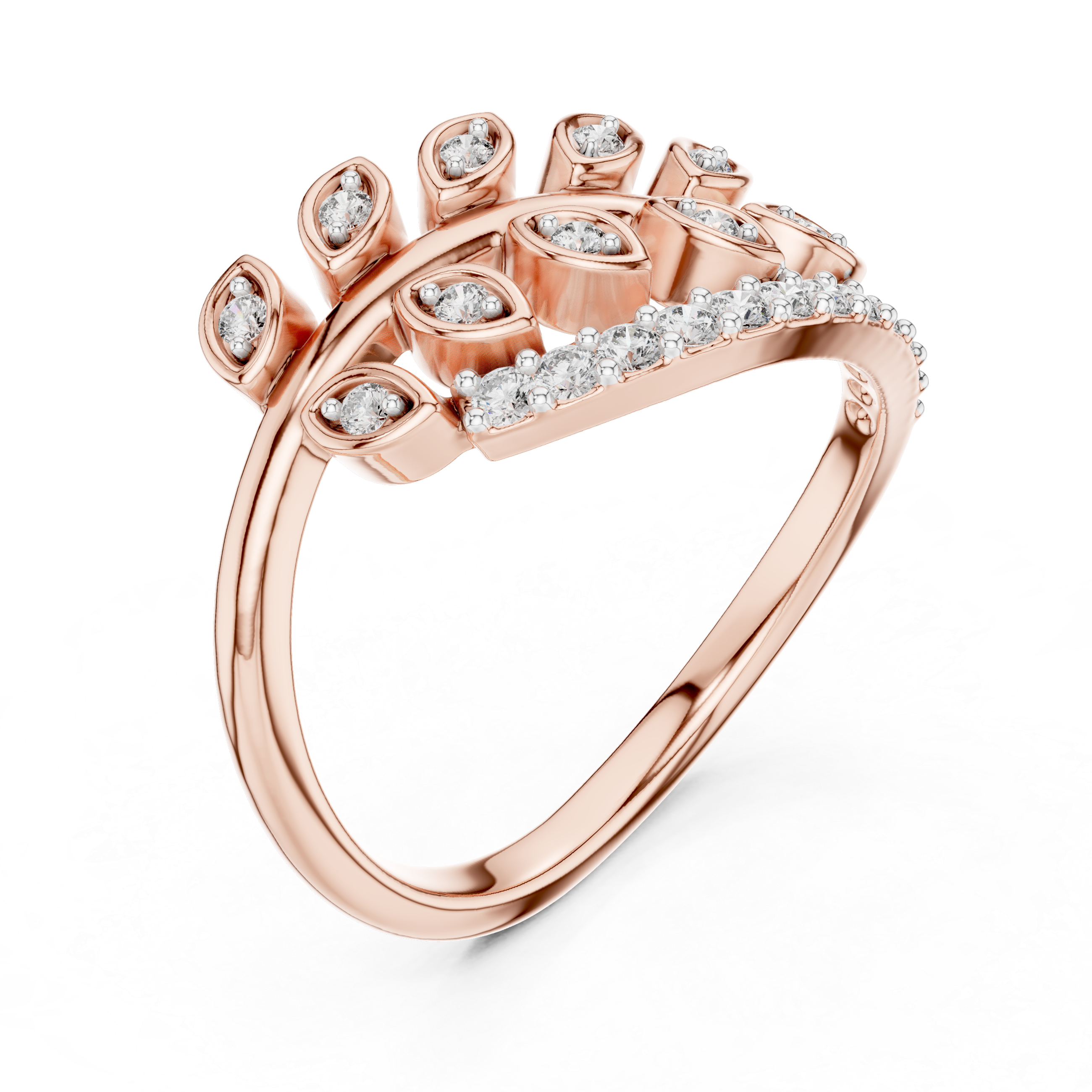 Diamond Leaf Wrap Ring