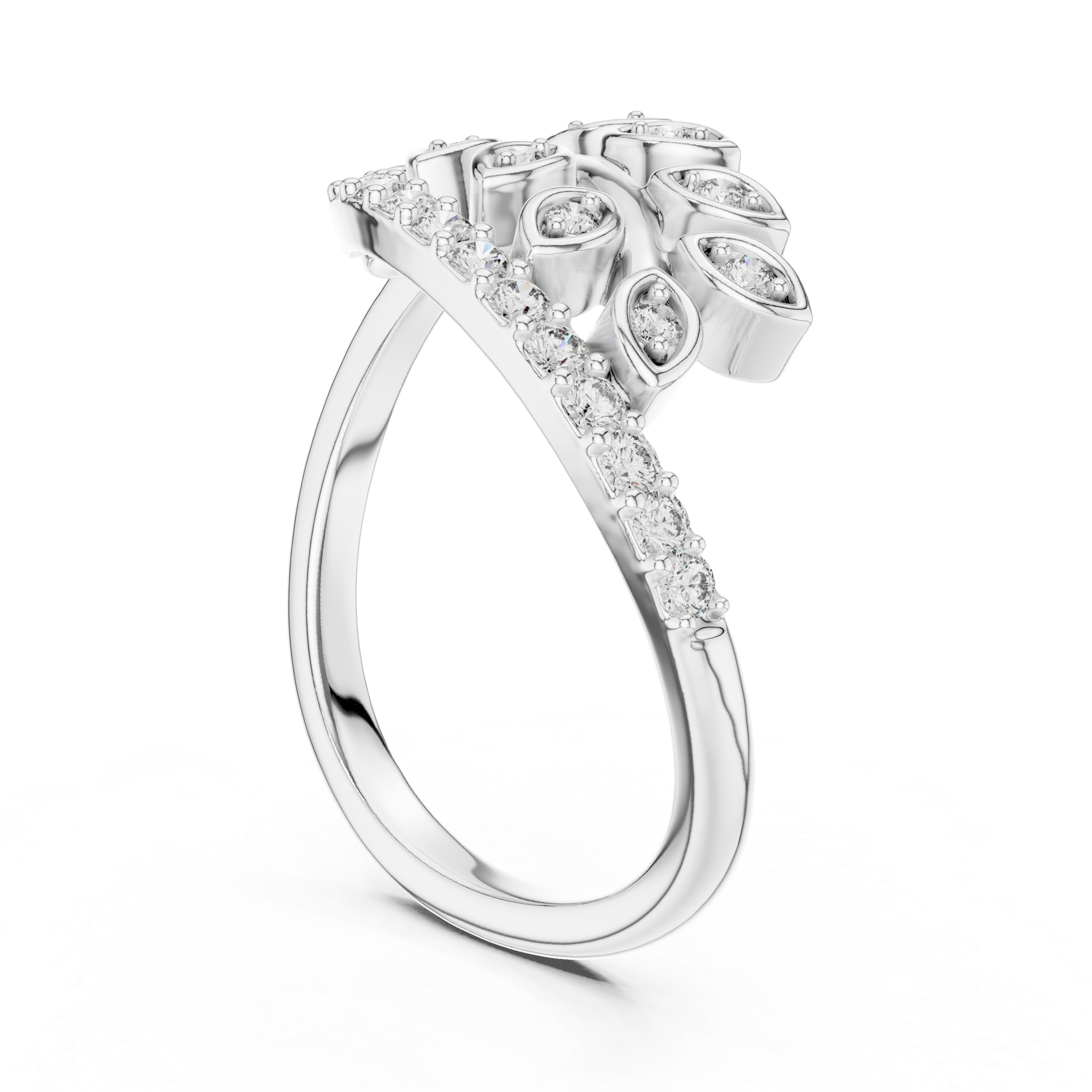 Diamond Leaf Wrap Ring