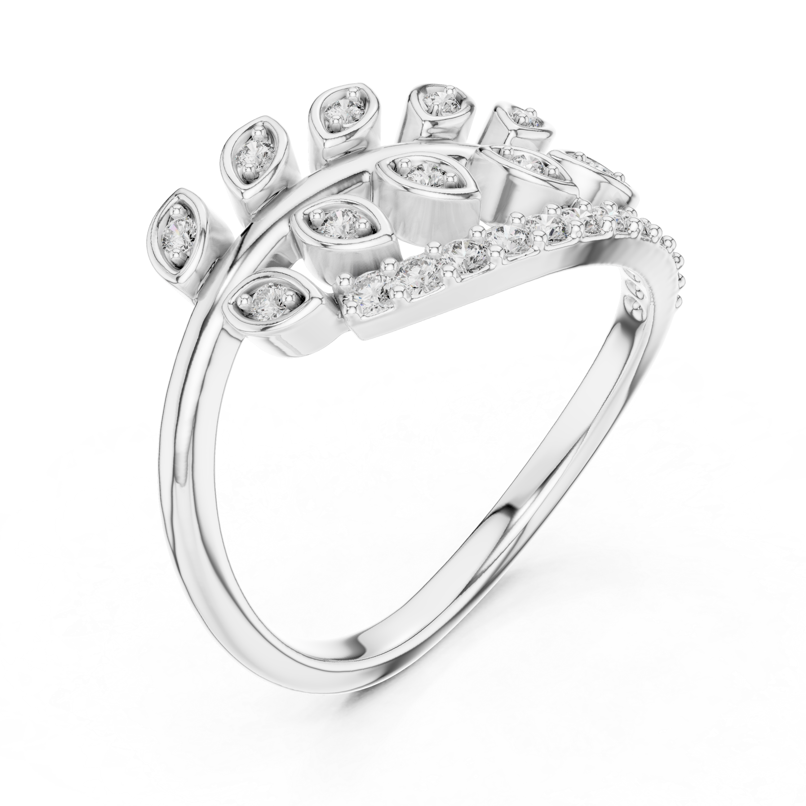Diamond Leaf Wrap Ring