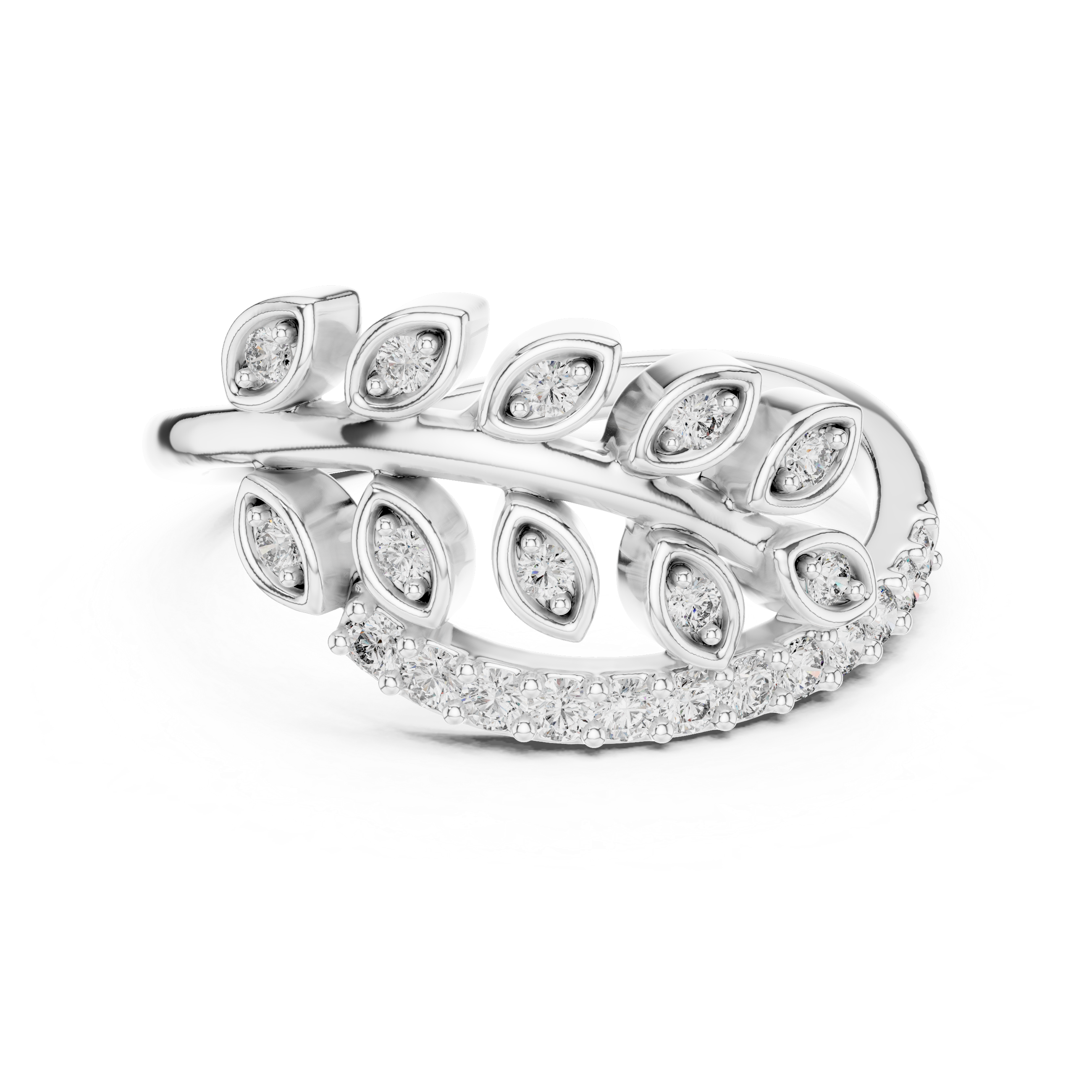 Diamond Leaf Wrap Ring