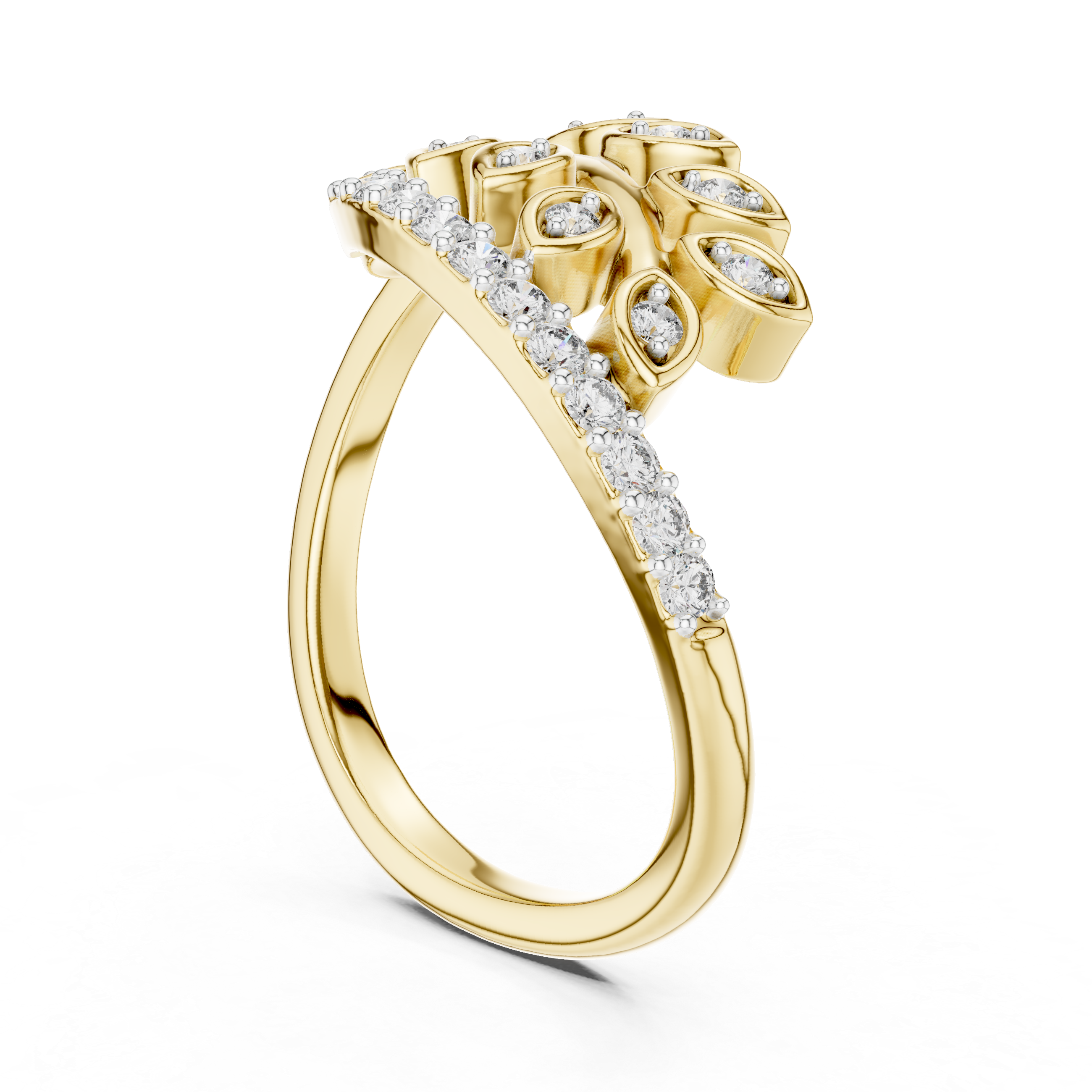Diamond Leaf Wrap Ring