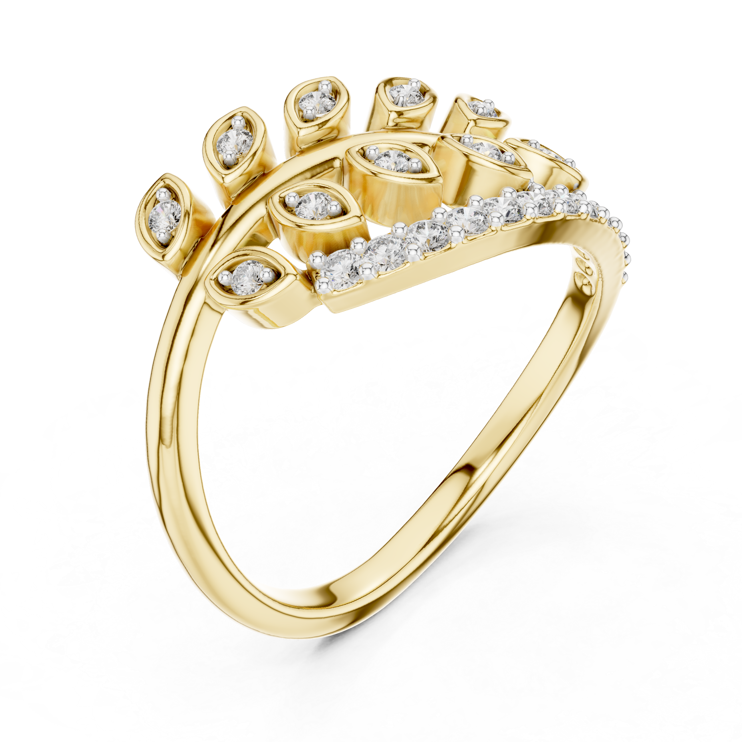 Diamond Leaf Wrap Ring