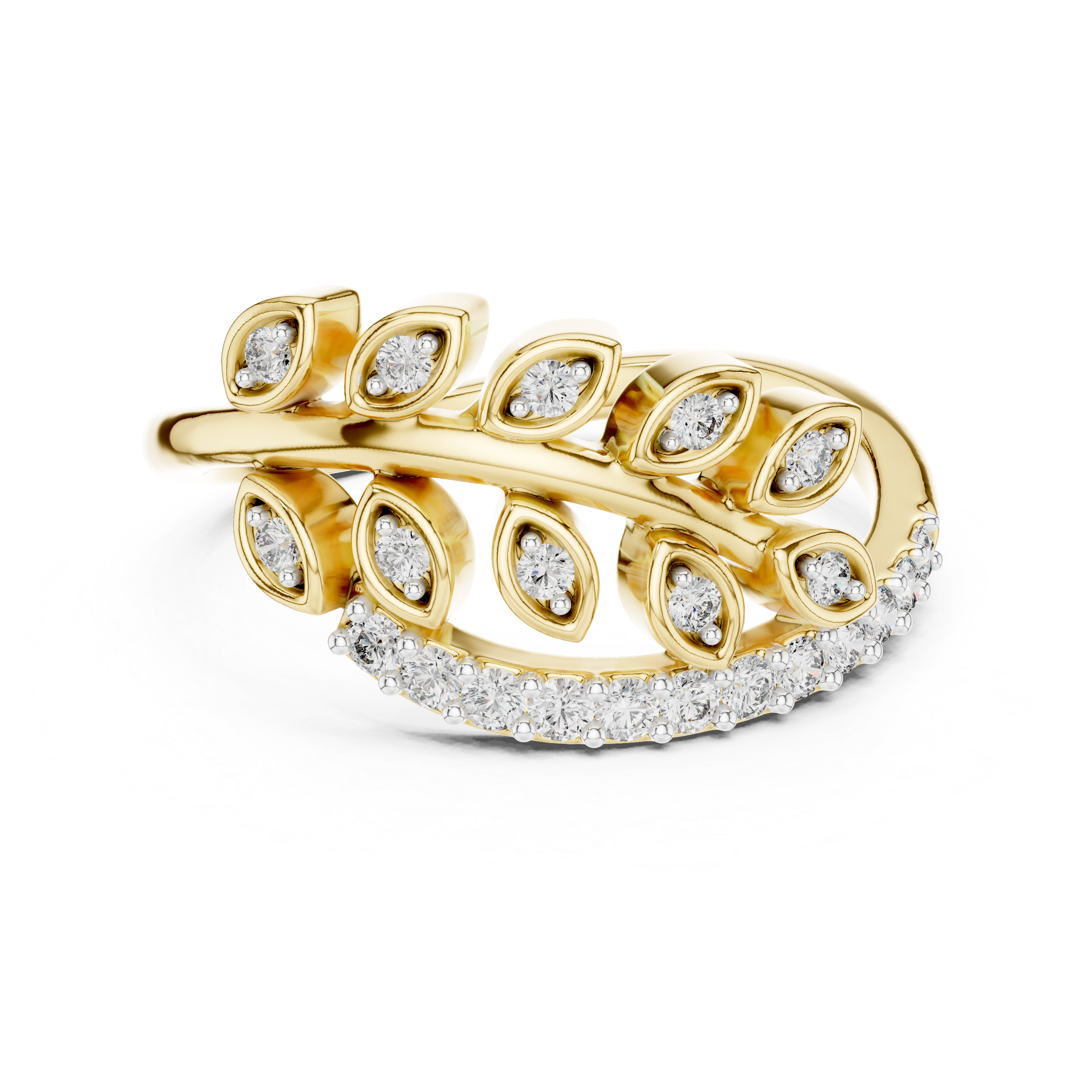 Diamond Leaf Wrap Ring