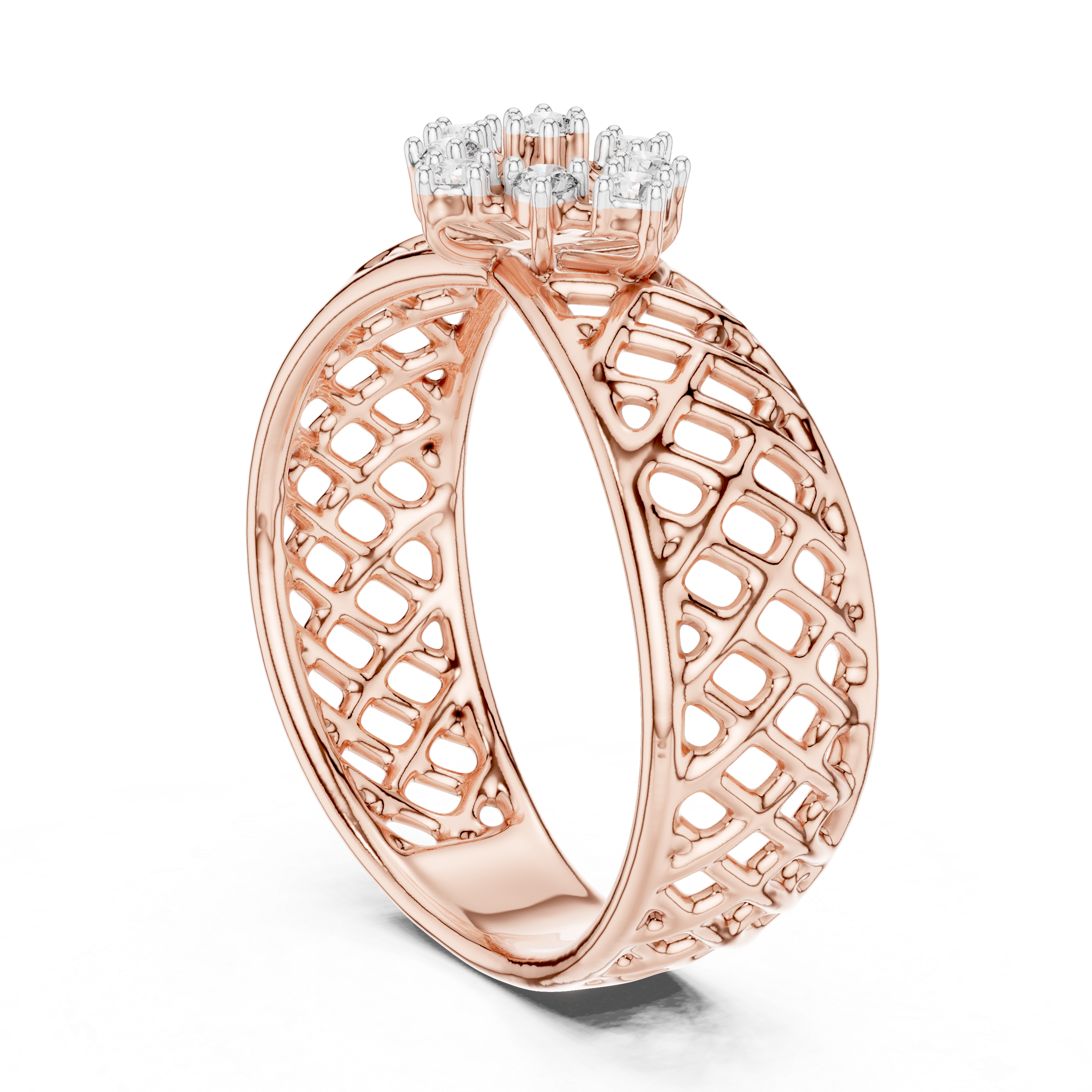 Diamond Cluster Lattice Band Ring