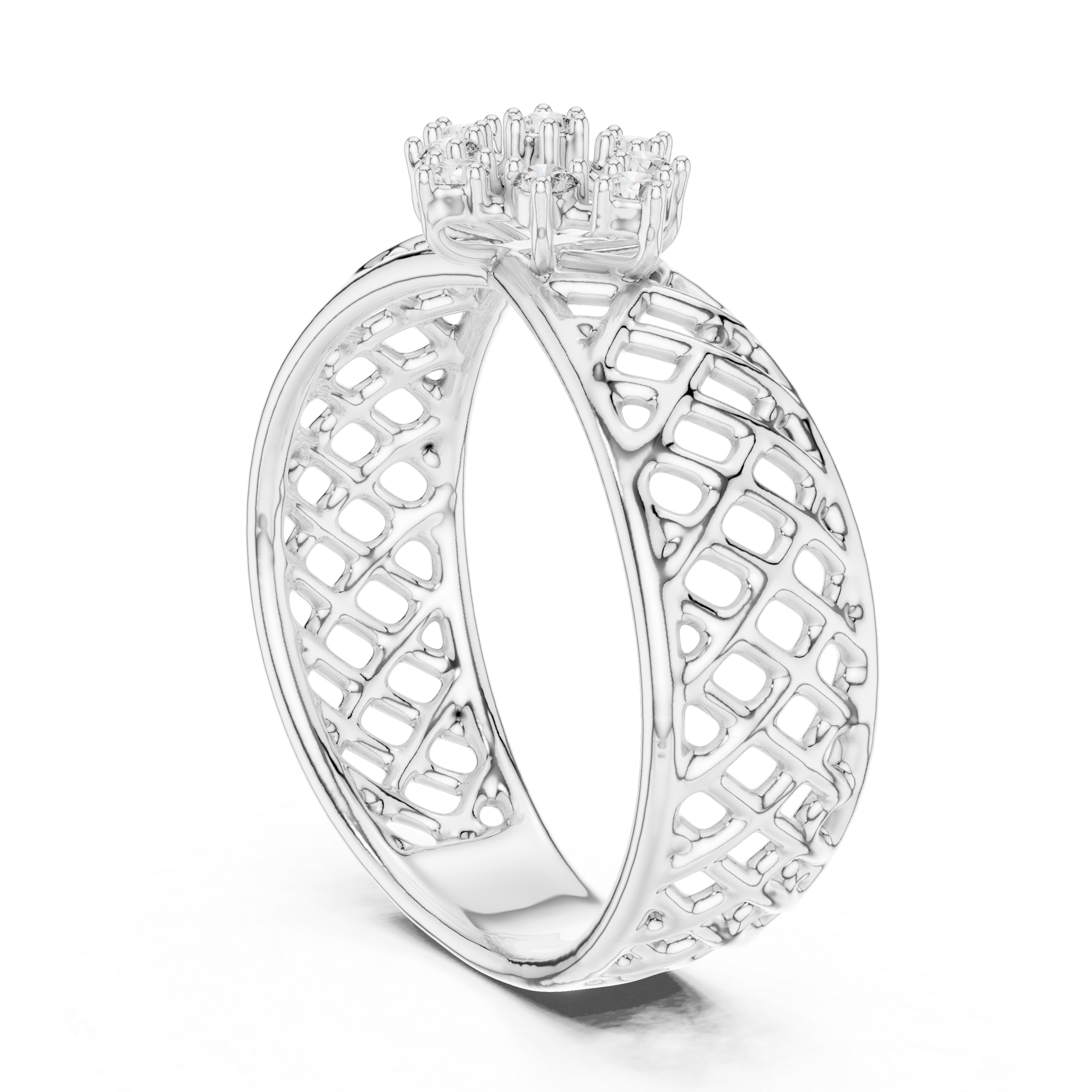 Diamond Cluster Lattice Band Ring