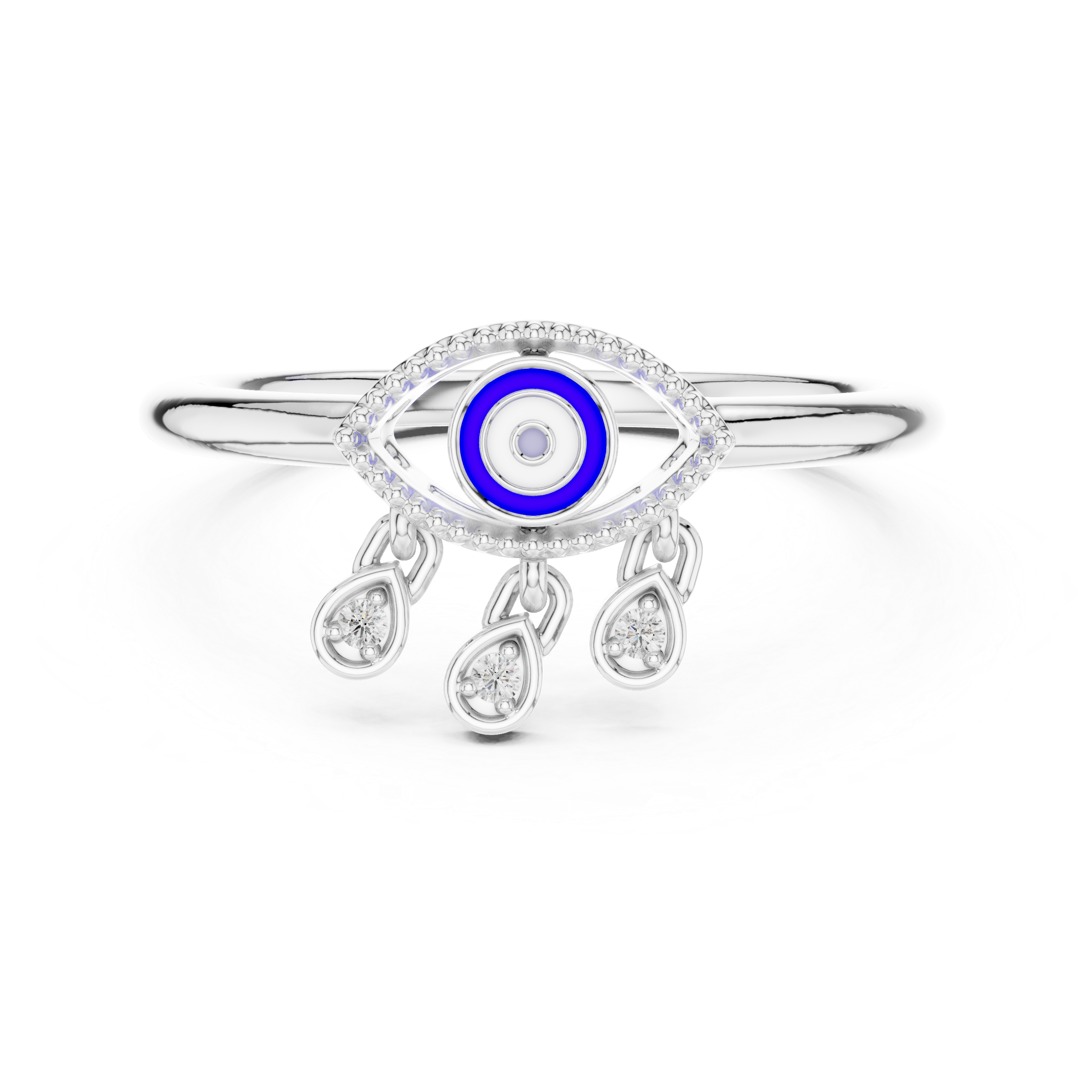 Evil Eye Diamond Drop Ring