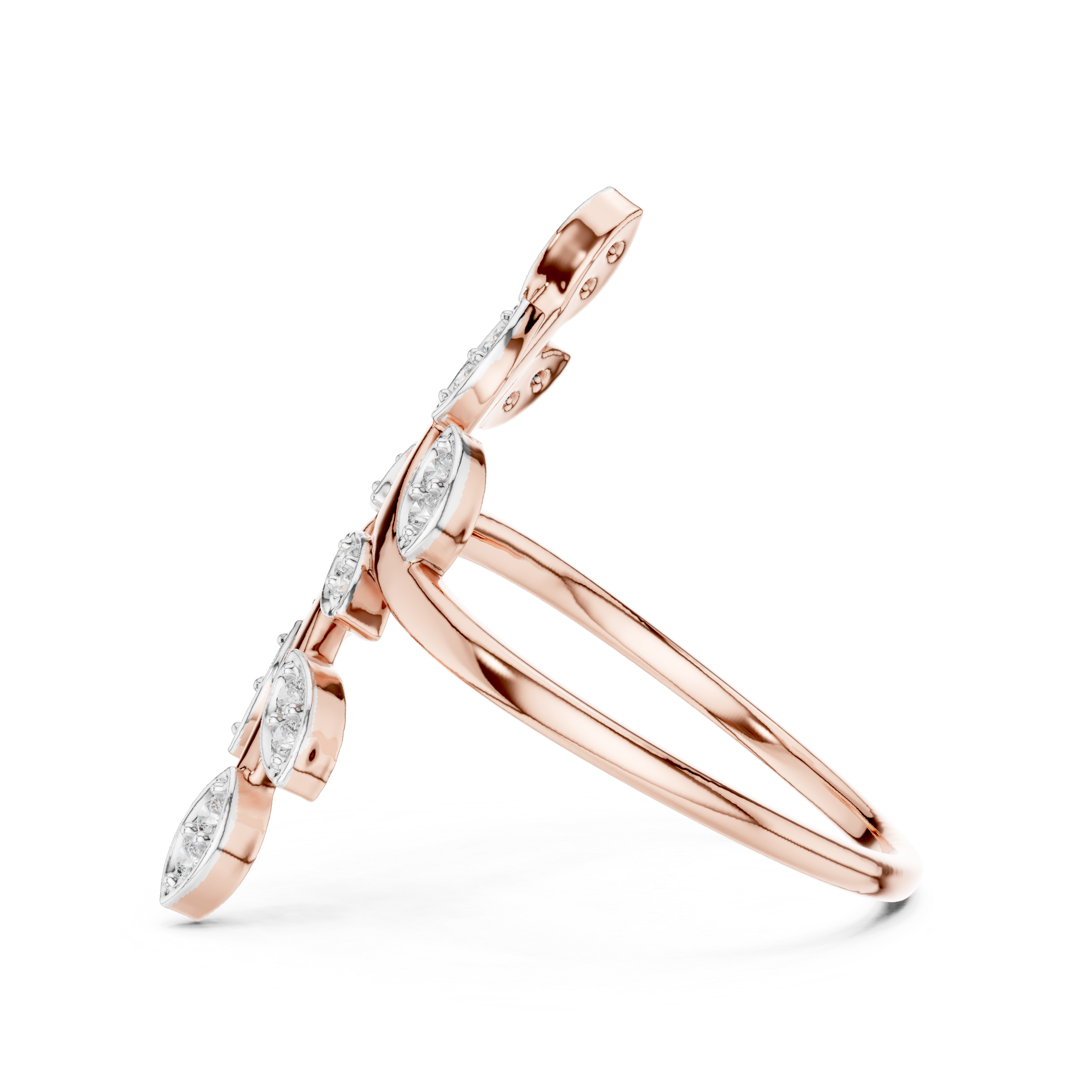 Nature Inspired Diamond Leaf Wrap Ring