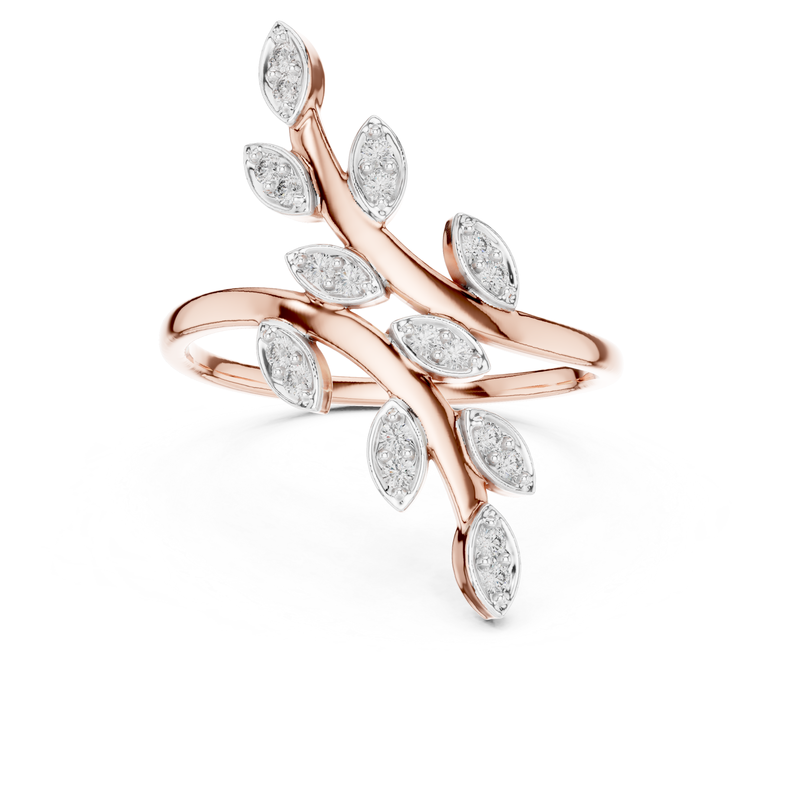 Nature Inspired Diamond Leaf Wrap Ring