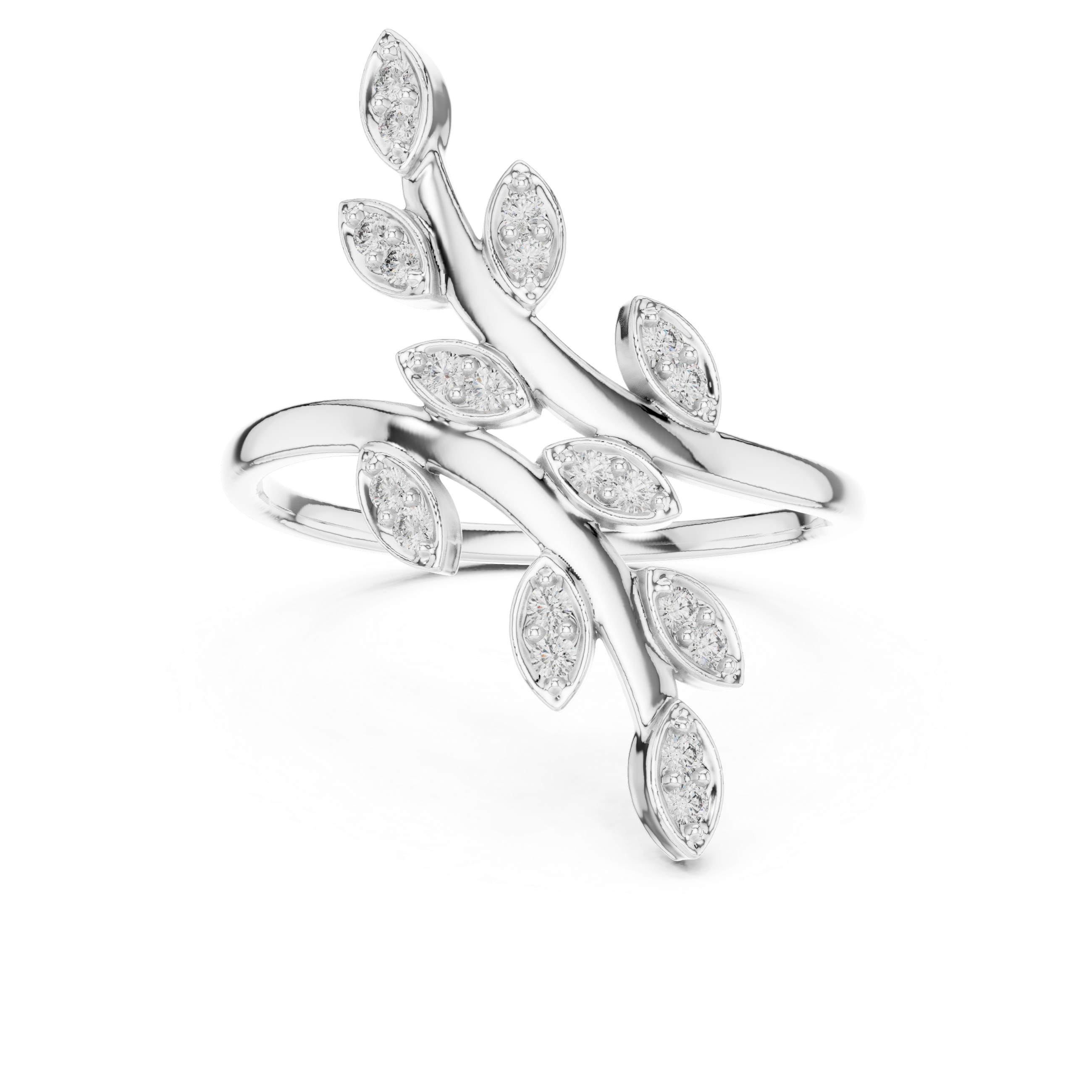 Nature Inspired Diamond Leaf Wrap Ring