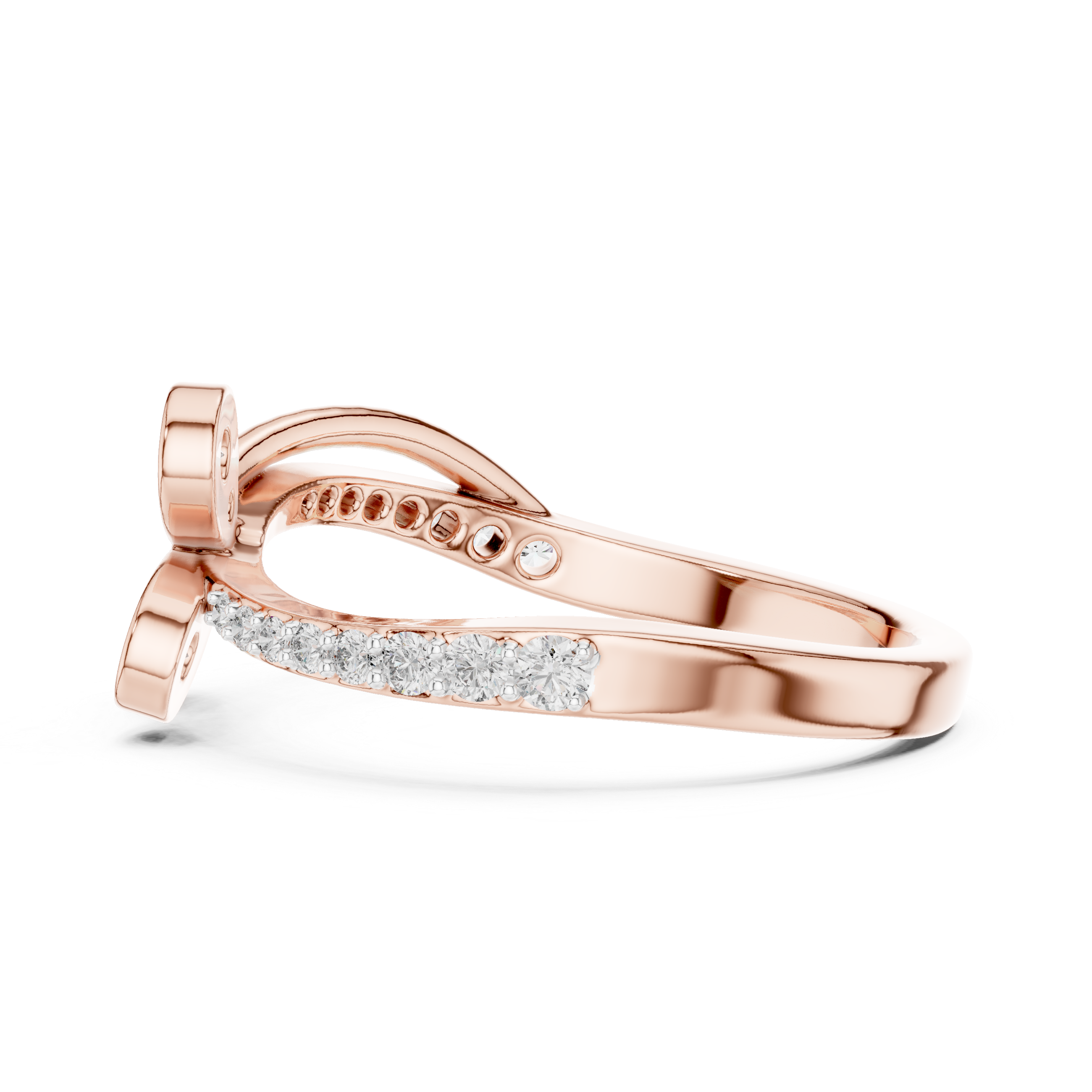 Triple Petal Diamond Bypass Ring