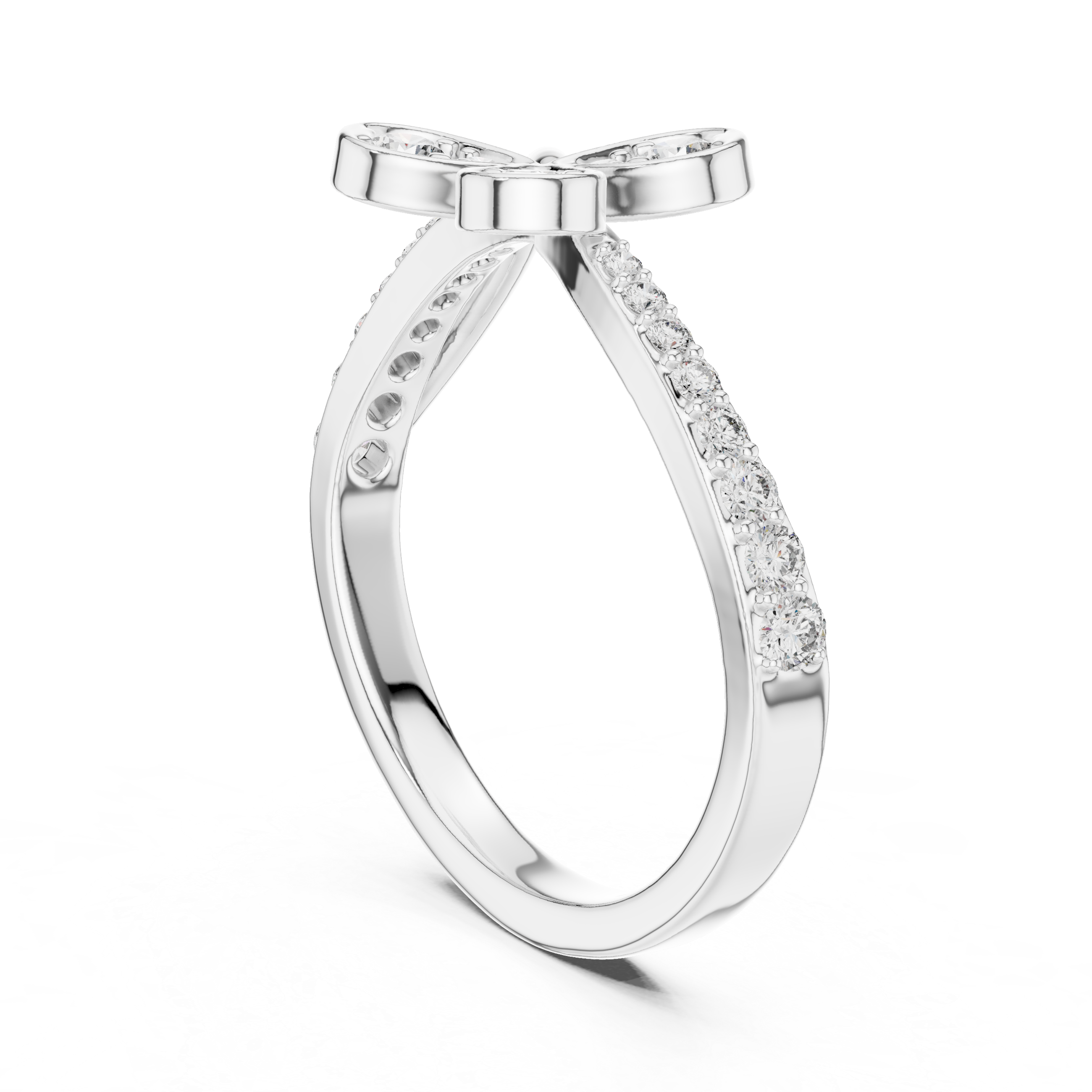 Triple Petal Diamond Bypass Ring