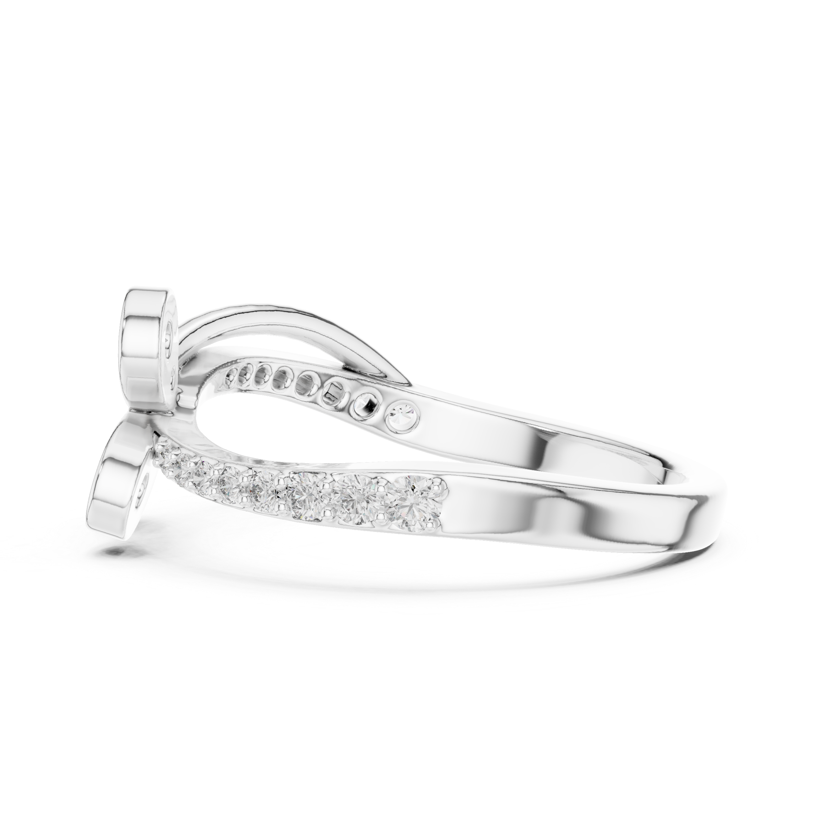 Triple Petal Diamond Bypass Ring