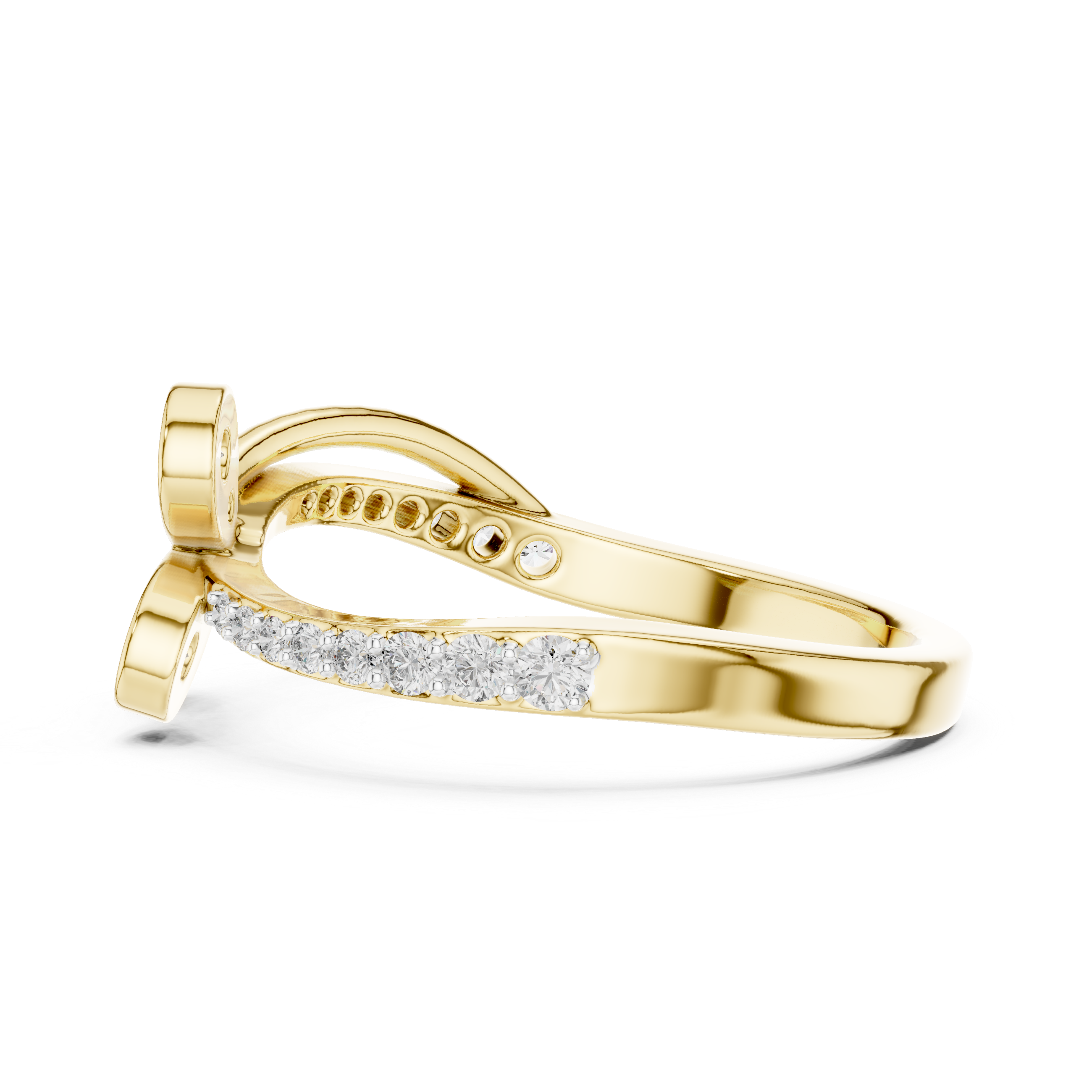 Triple Petal Diamond Bypass Ring