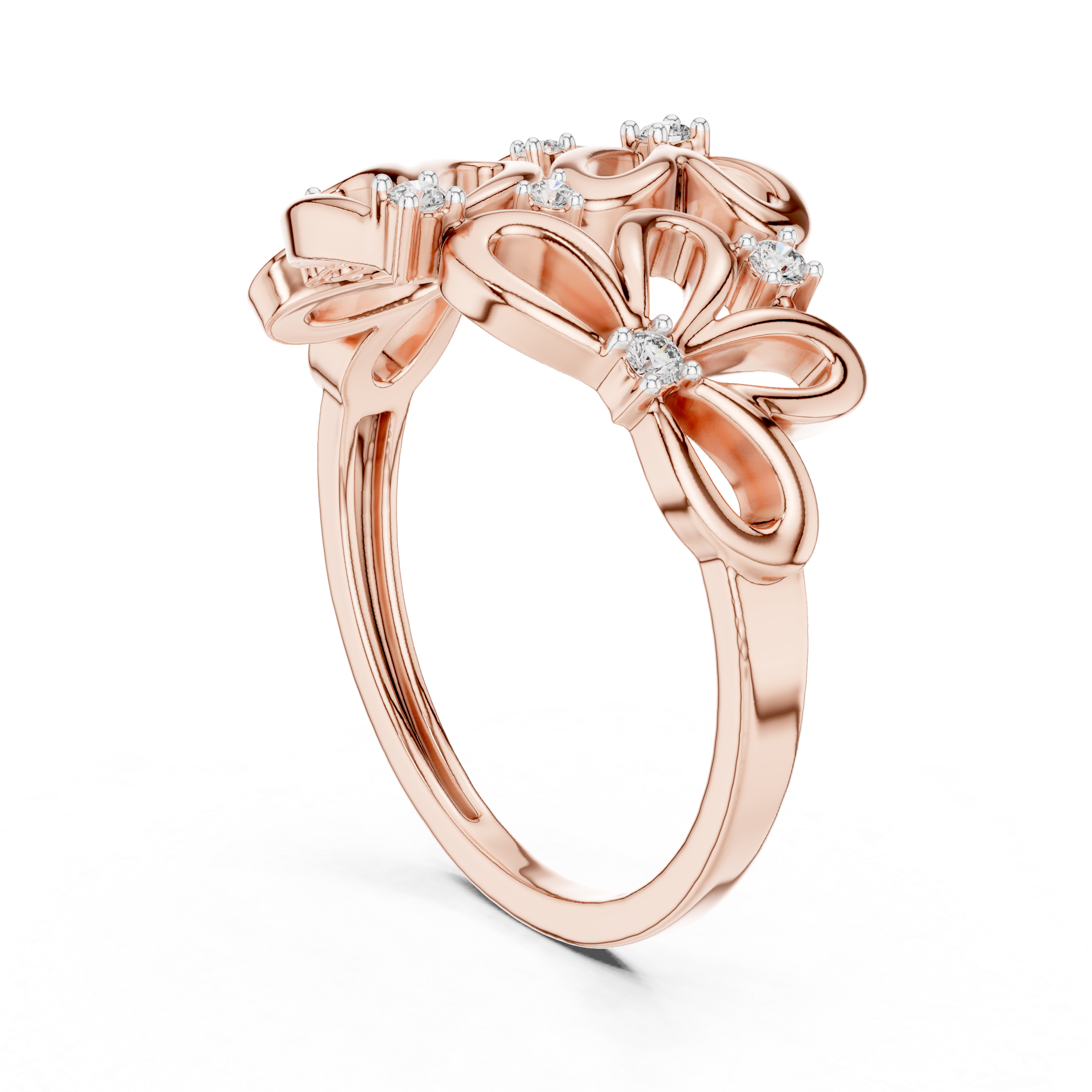 Abstract Floral Openwork Diamond Statement Ring