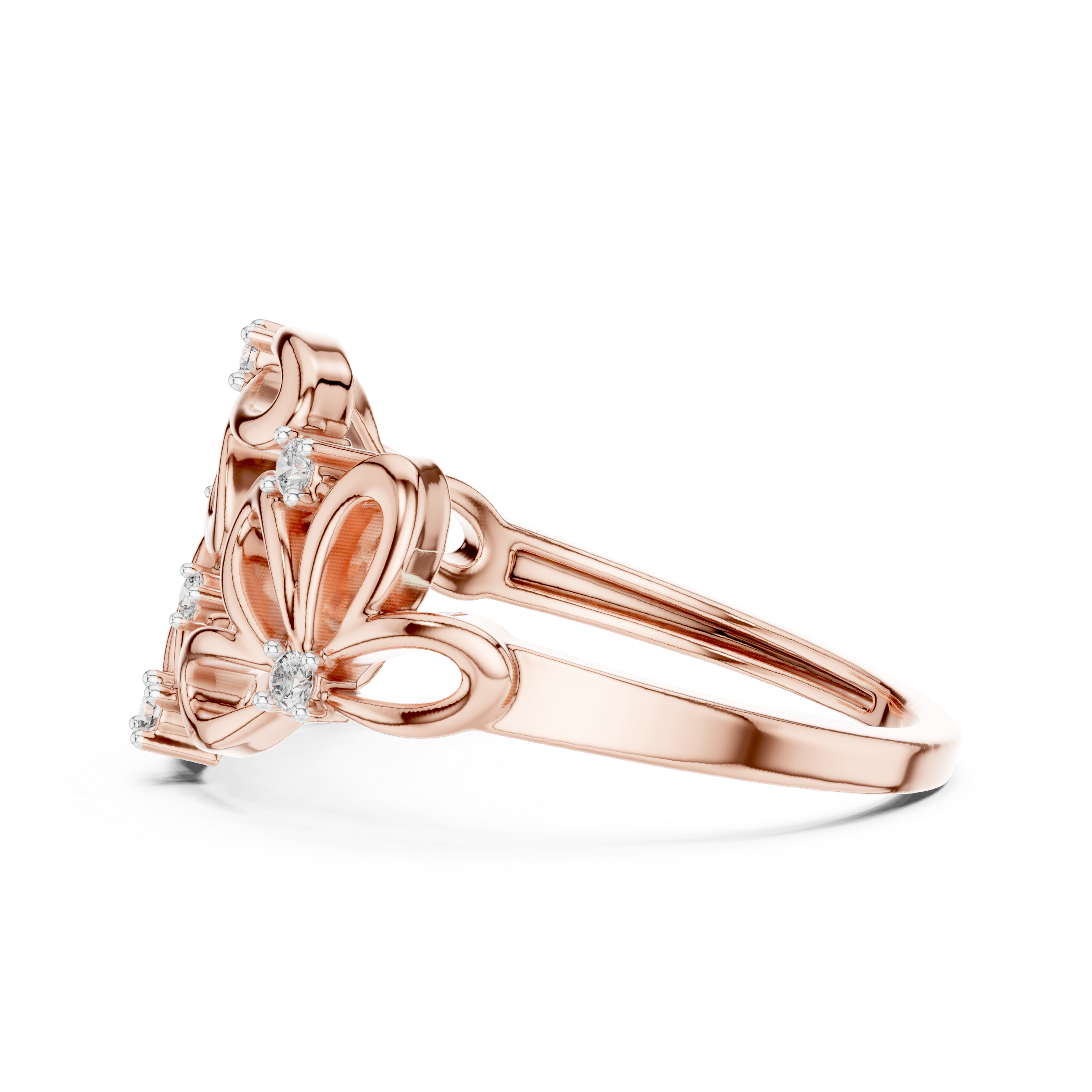 Abstract Floral Openwork Diamond Statement Ring