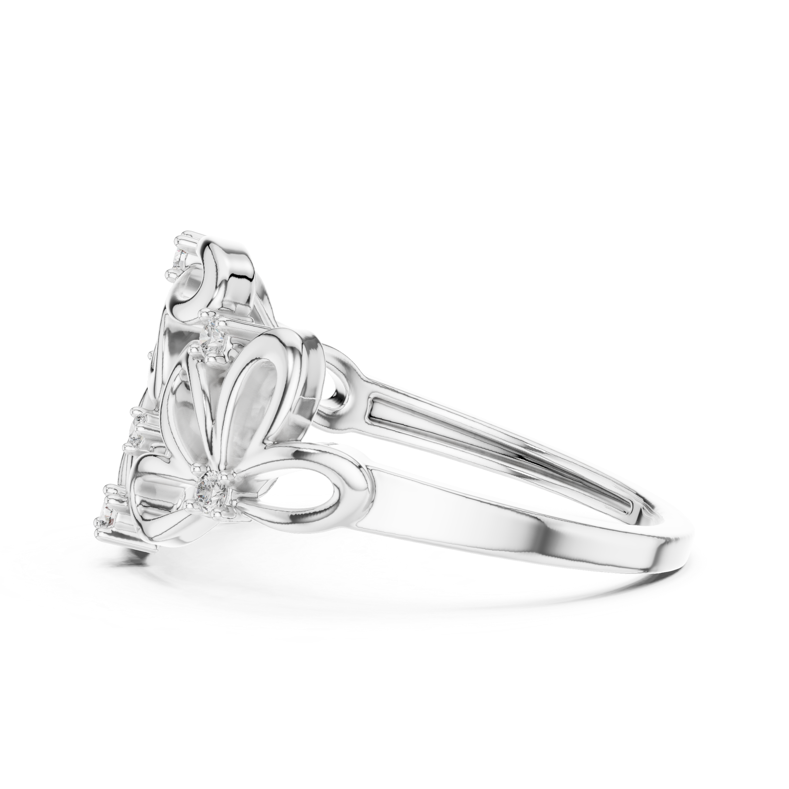 Abstract Floral Openwork Diamond Statement Ring