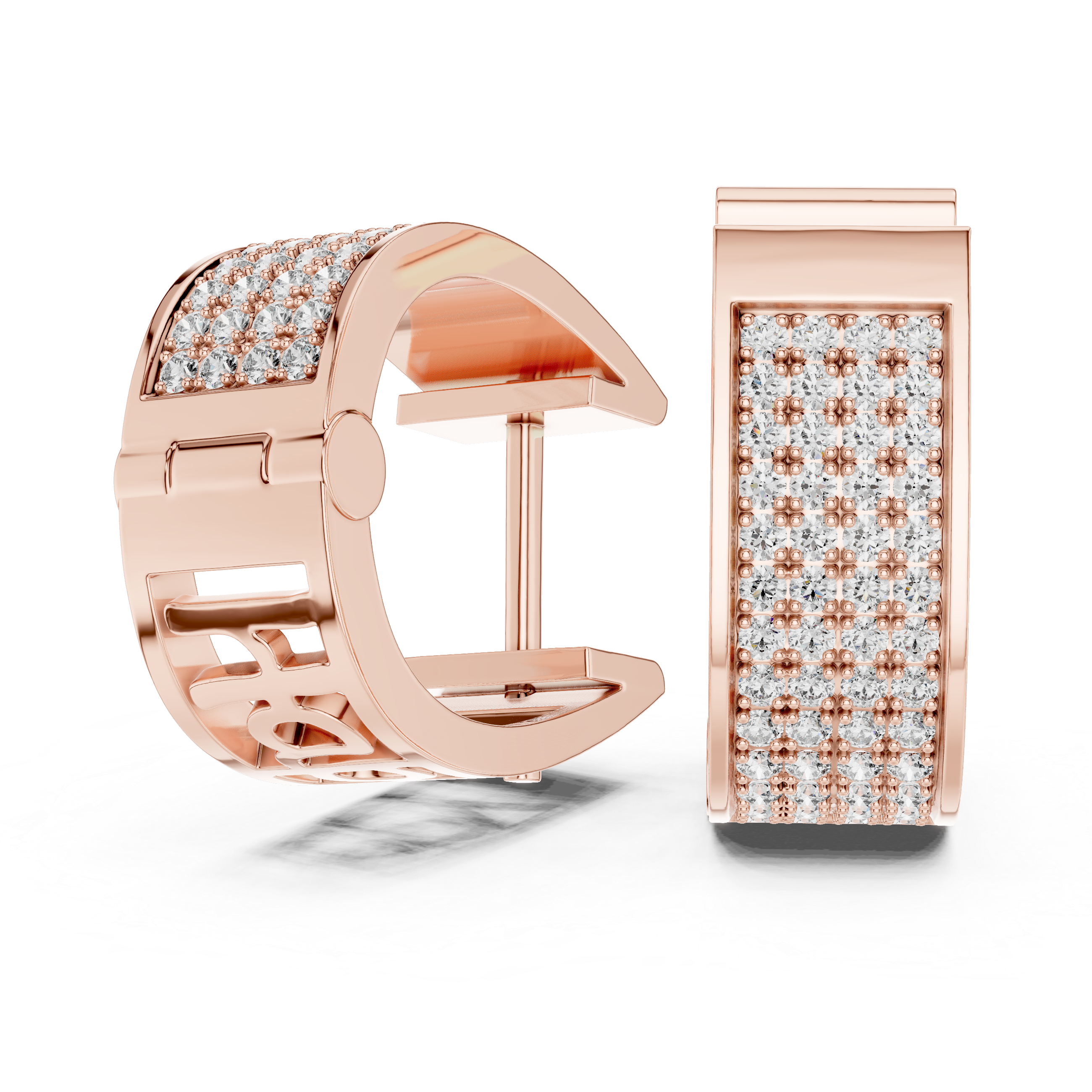 Luxury Wide Pavé Diamond Hoop Earrings