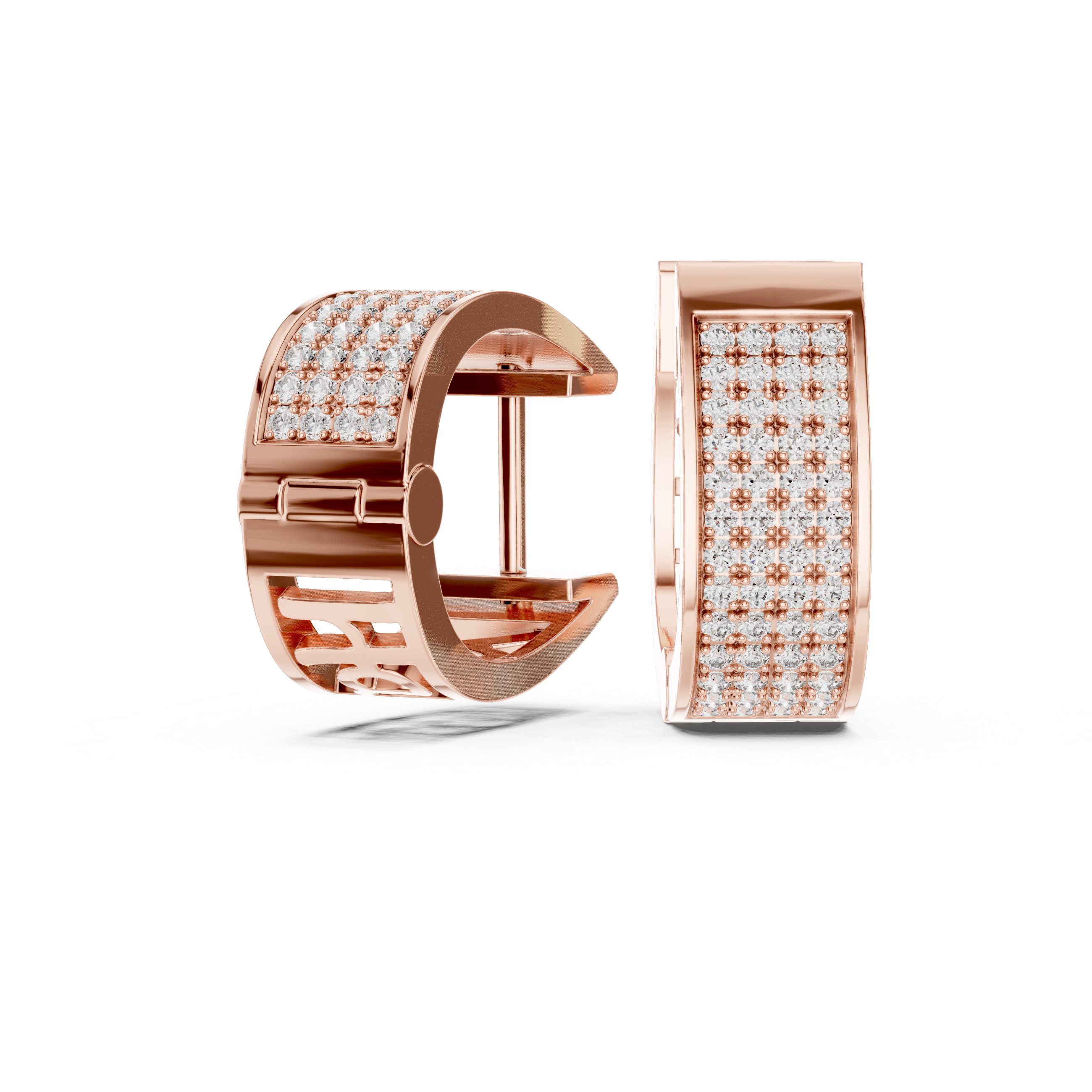 Luxury Wide Pavé Diamond Hoop Earrings