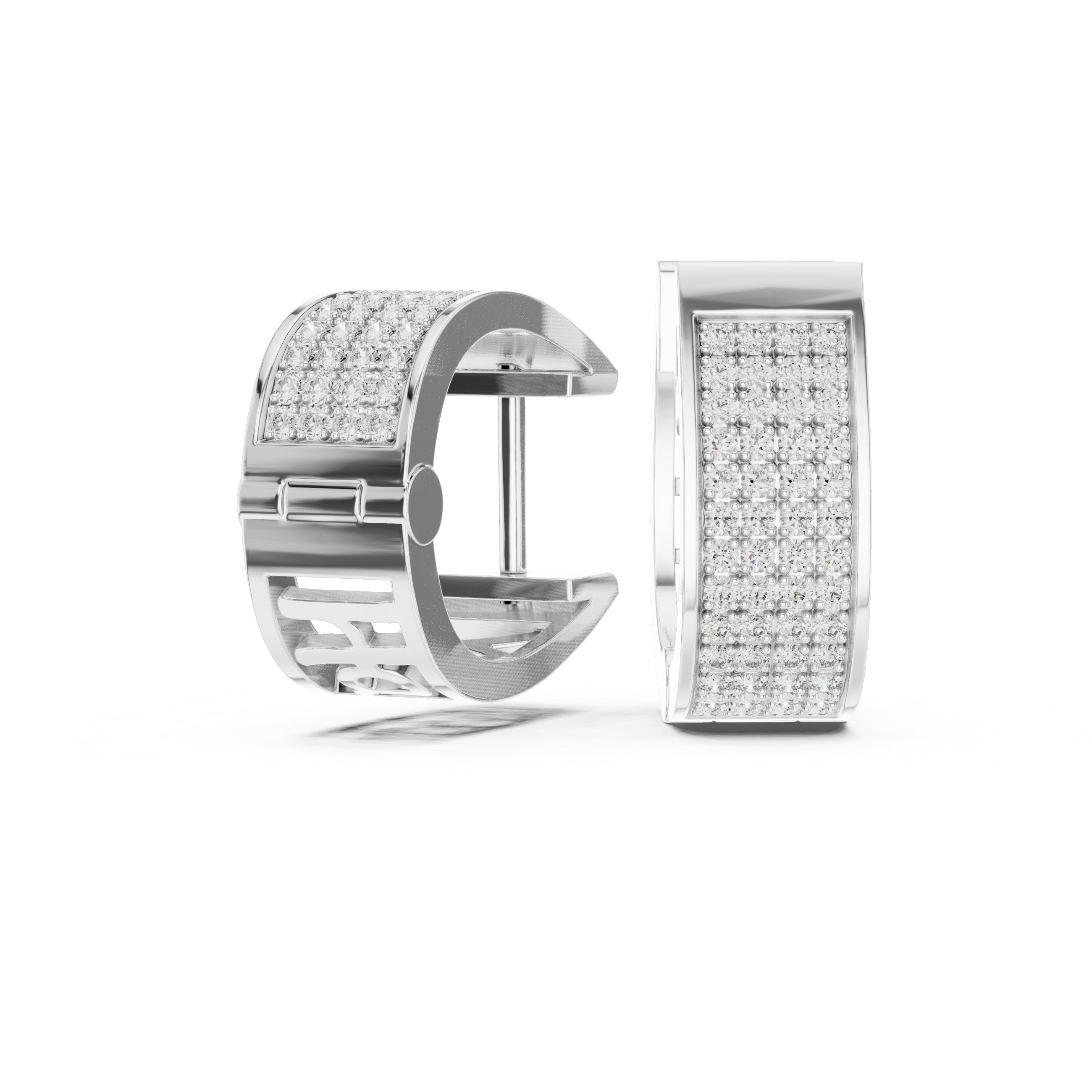 Luxury Wide Pavé Diamond Hoop Earrings