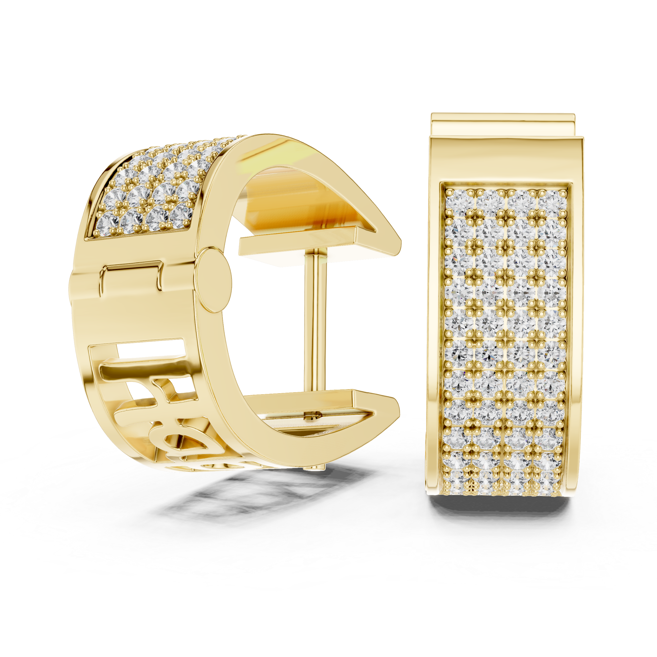 Luxury Wide Pavé Diamond Hoop Earrings