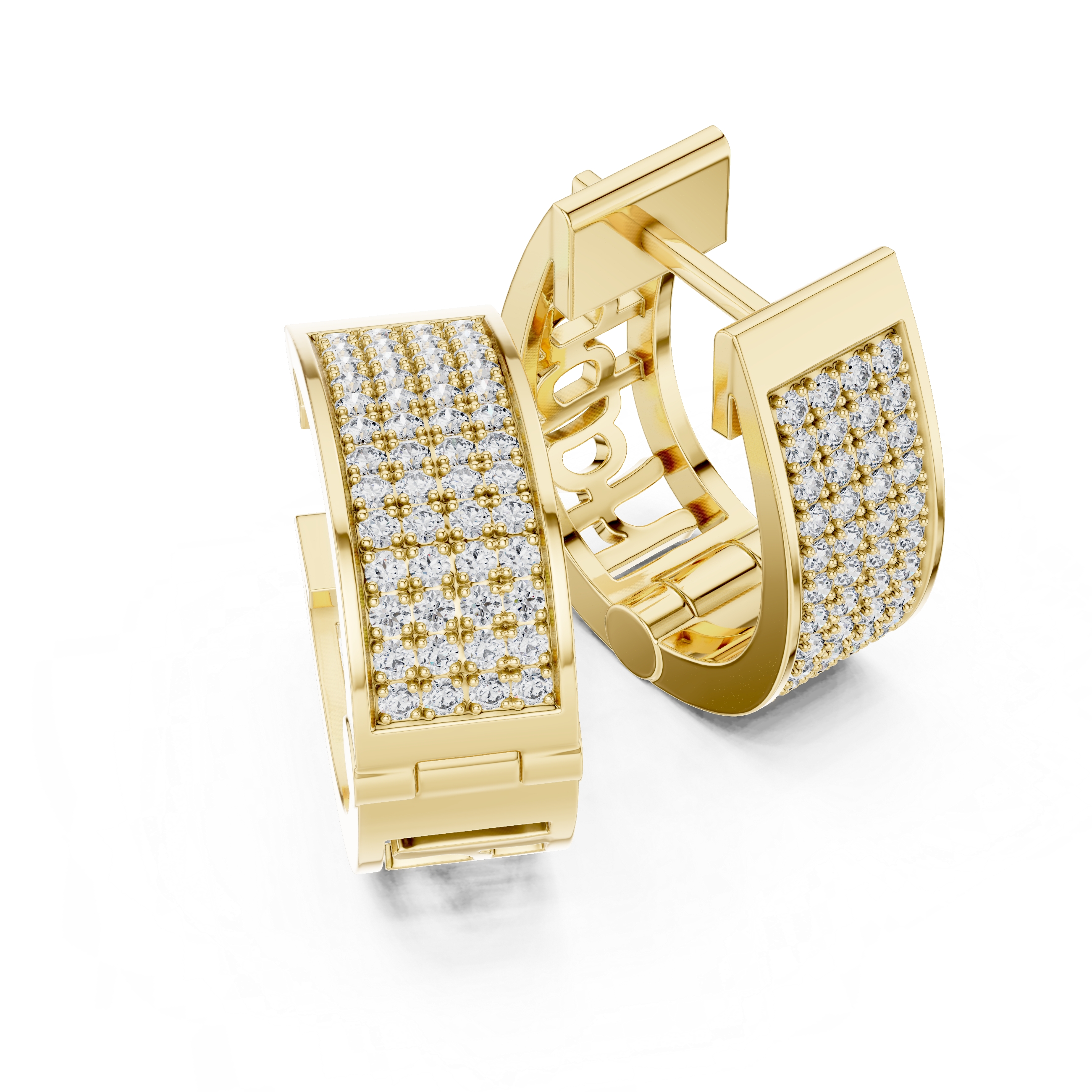 Luxury Wide Pavé Diamond Hoop Earrings