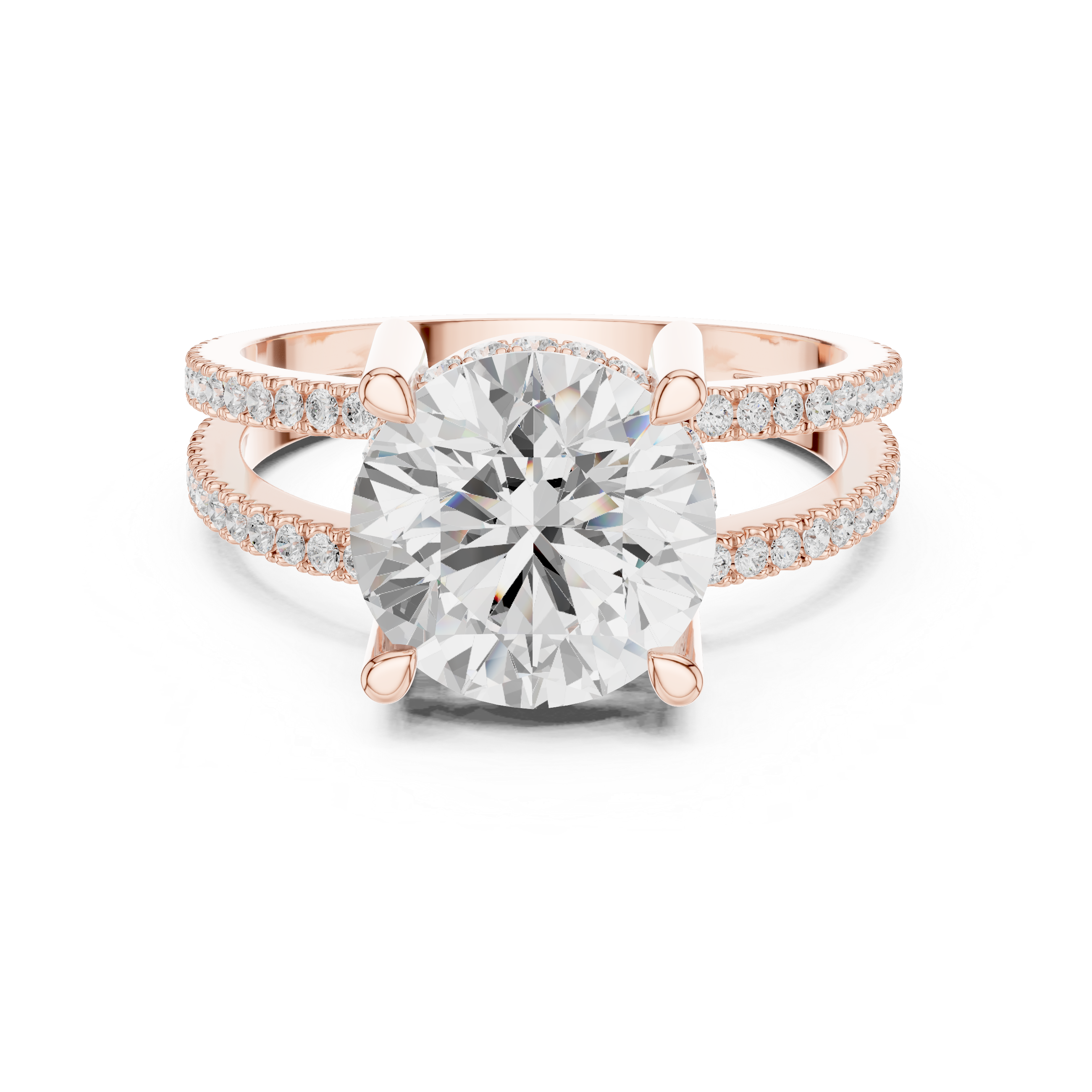 Round Brilliant Split Shank Diamond Engagement Ring in Gold
