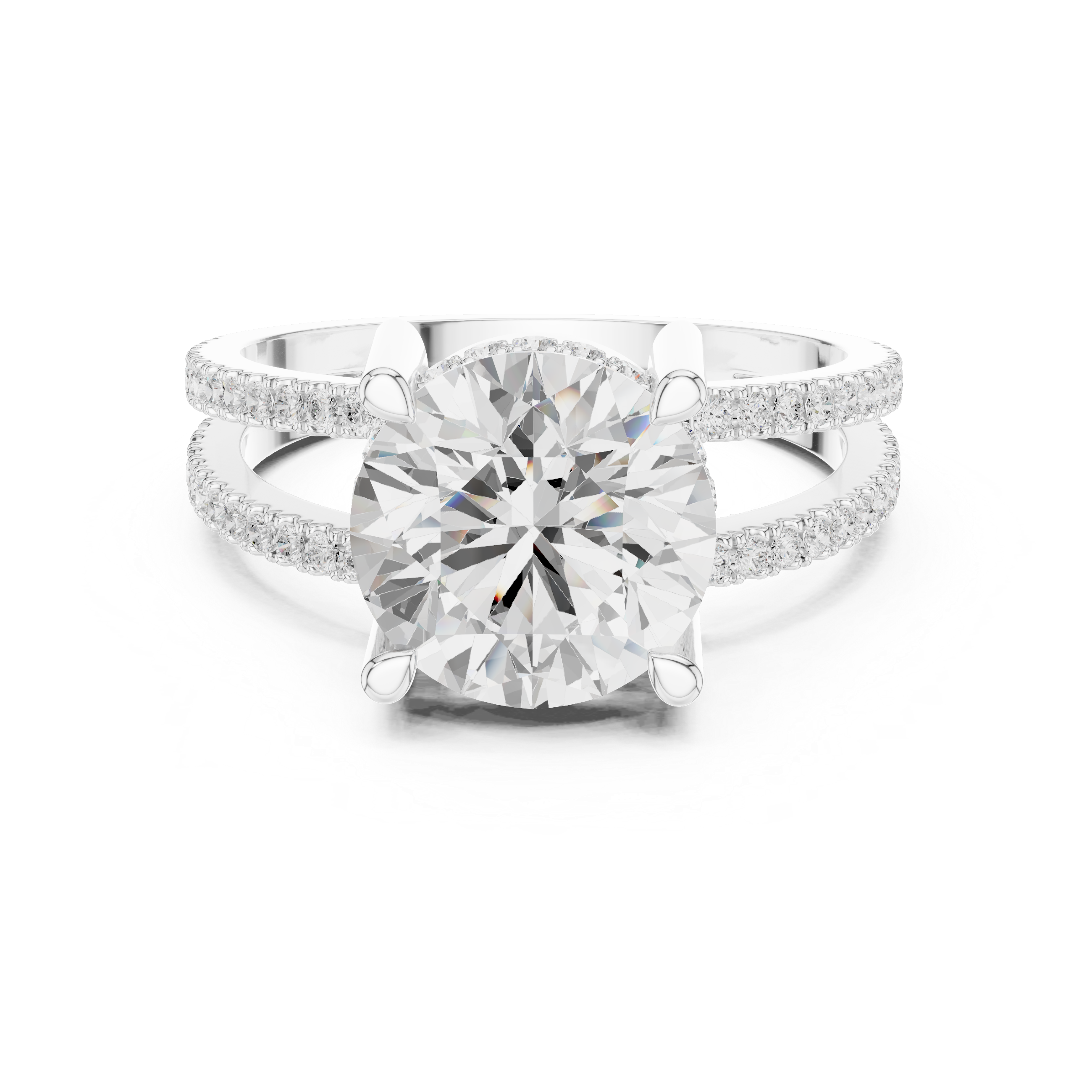Round Brilliant Split Shank Diamond Engagement Ring in Gold