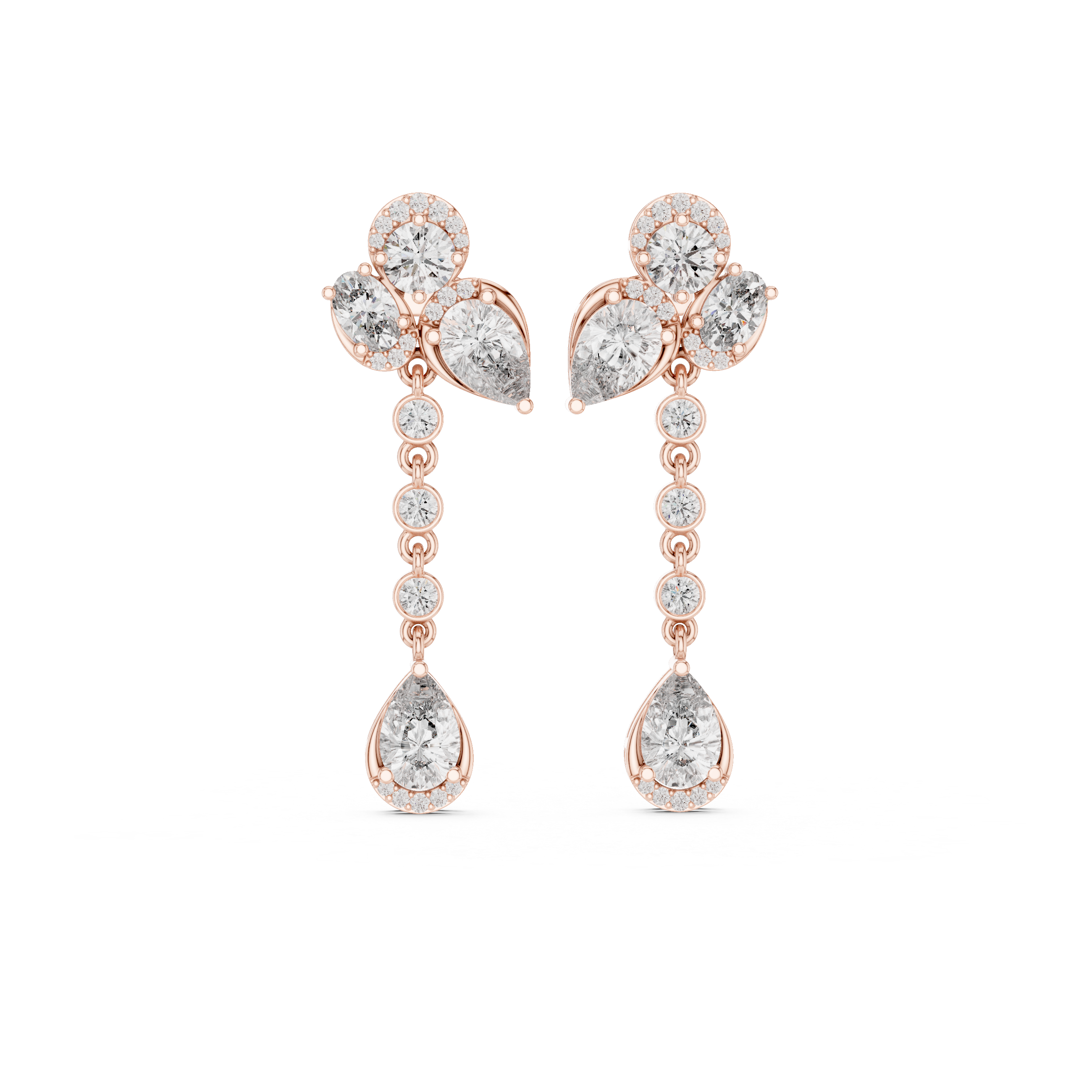 Luxury Multi-Stone Diamond Drop Earrings with Pear Cut Dangle